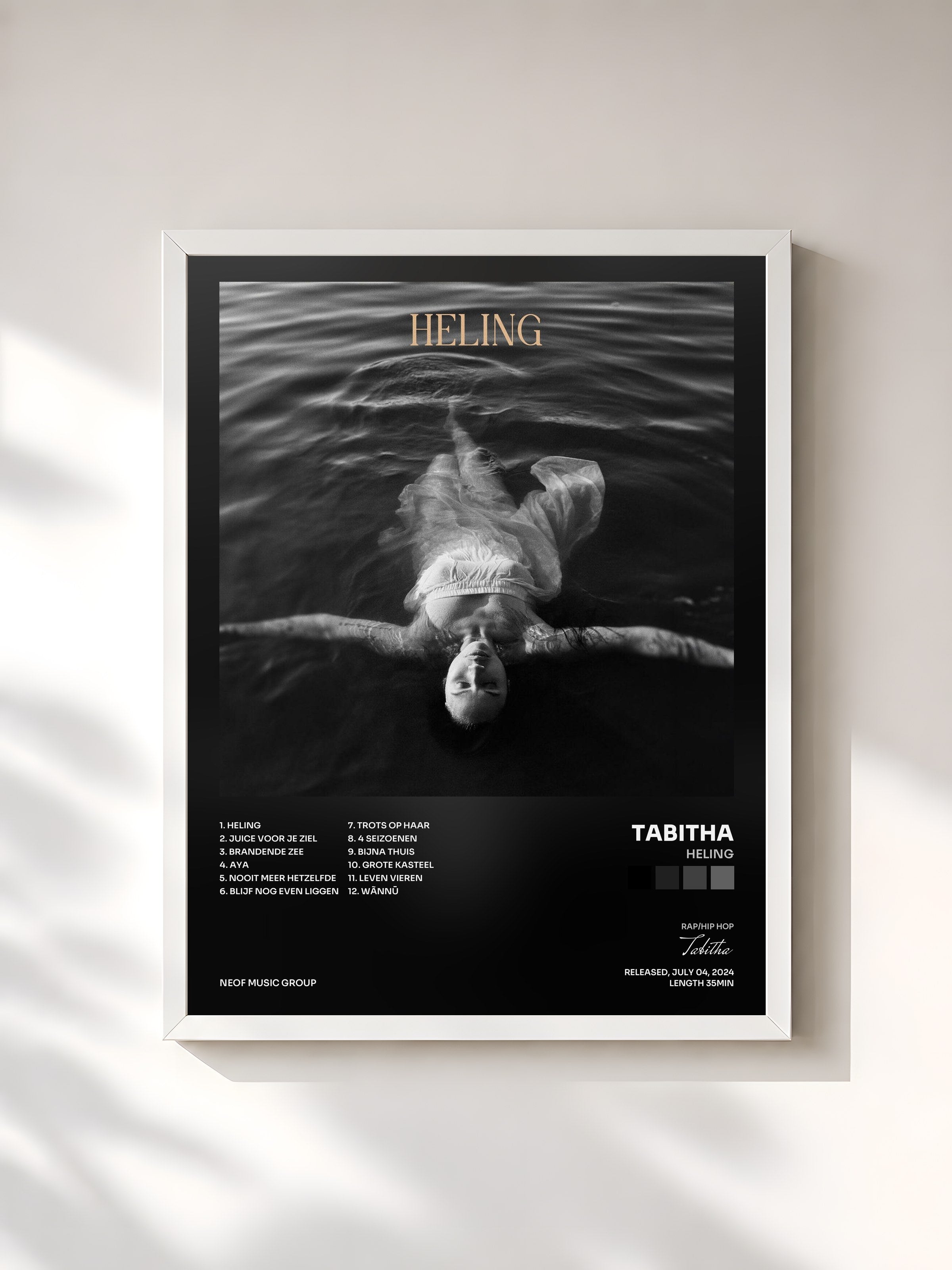 #blanc Tableau de l'album Heling de Tabitha, cadre blanc, imprimé et encadré en France