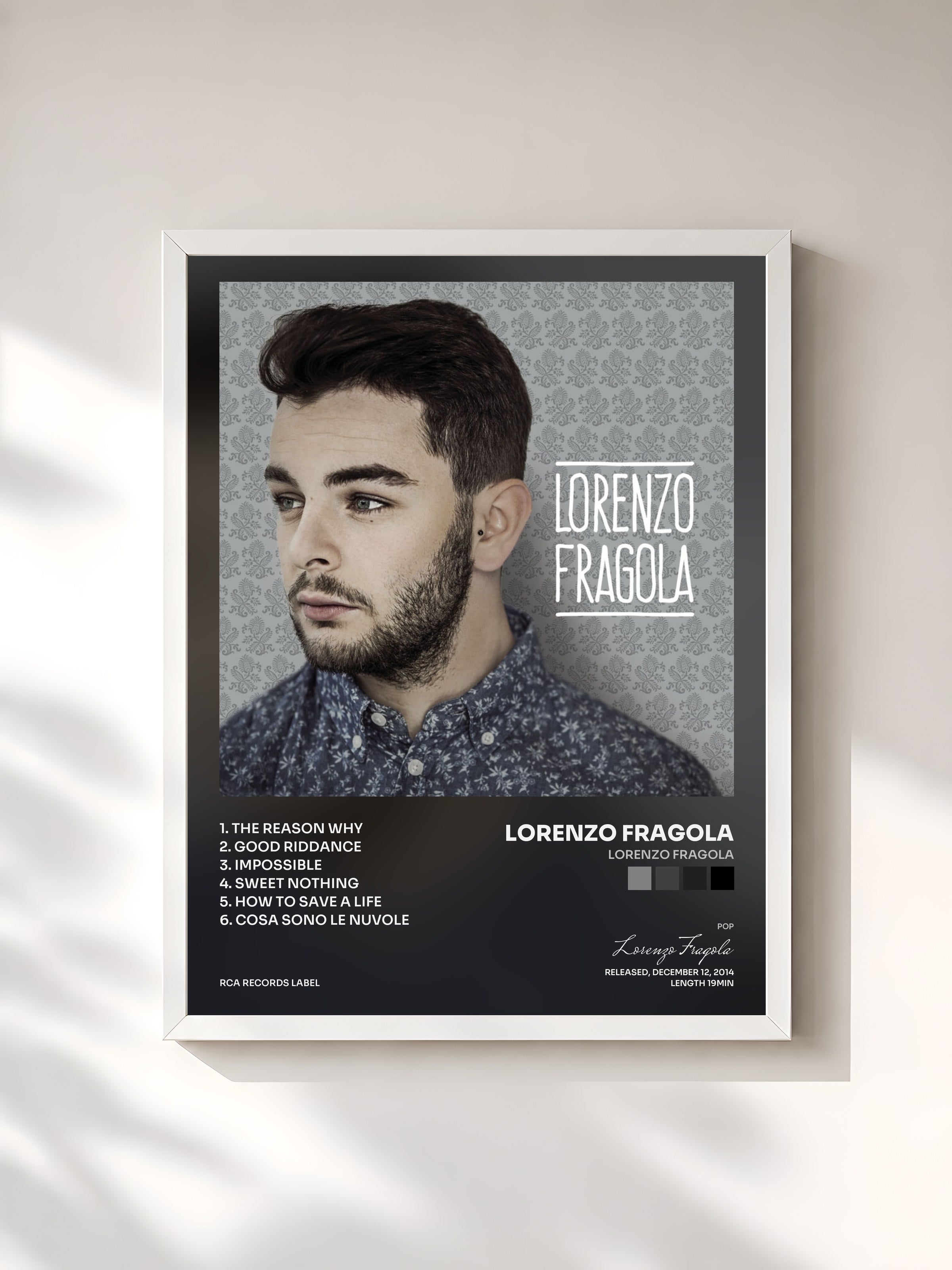 #blanc Tableau de l'album Lorenzo Fragola de Lorenzo Fragola, cadre blanc, imprimé et encadré en France