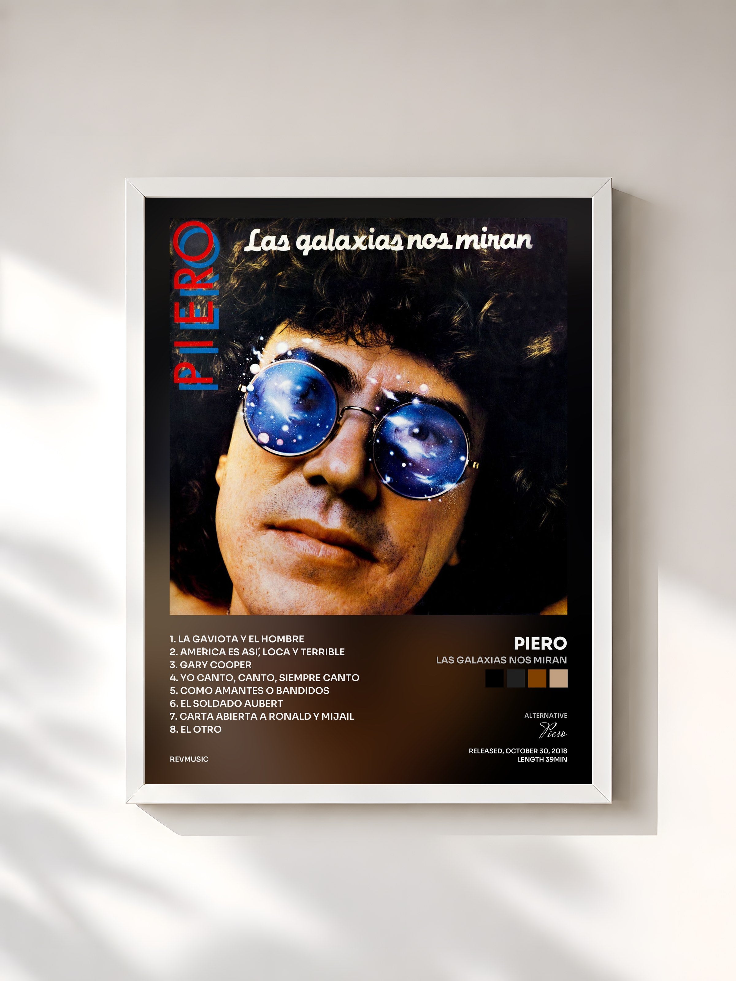 #blanc Tableau de l'album Las Galaxias Nos Miran de Piero, cadre blanc, imprimé et encadré en France