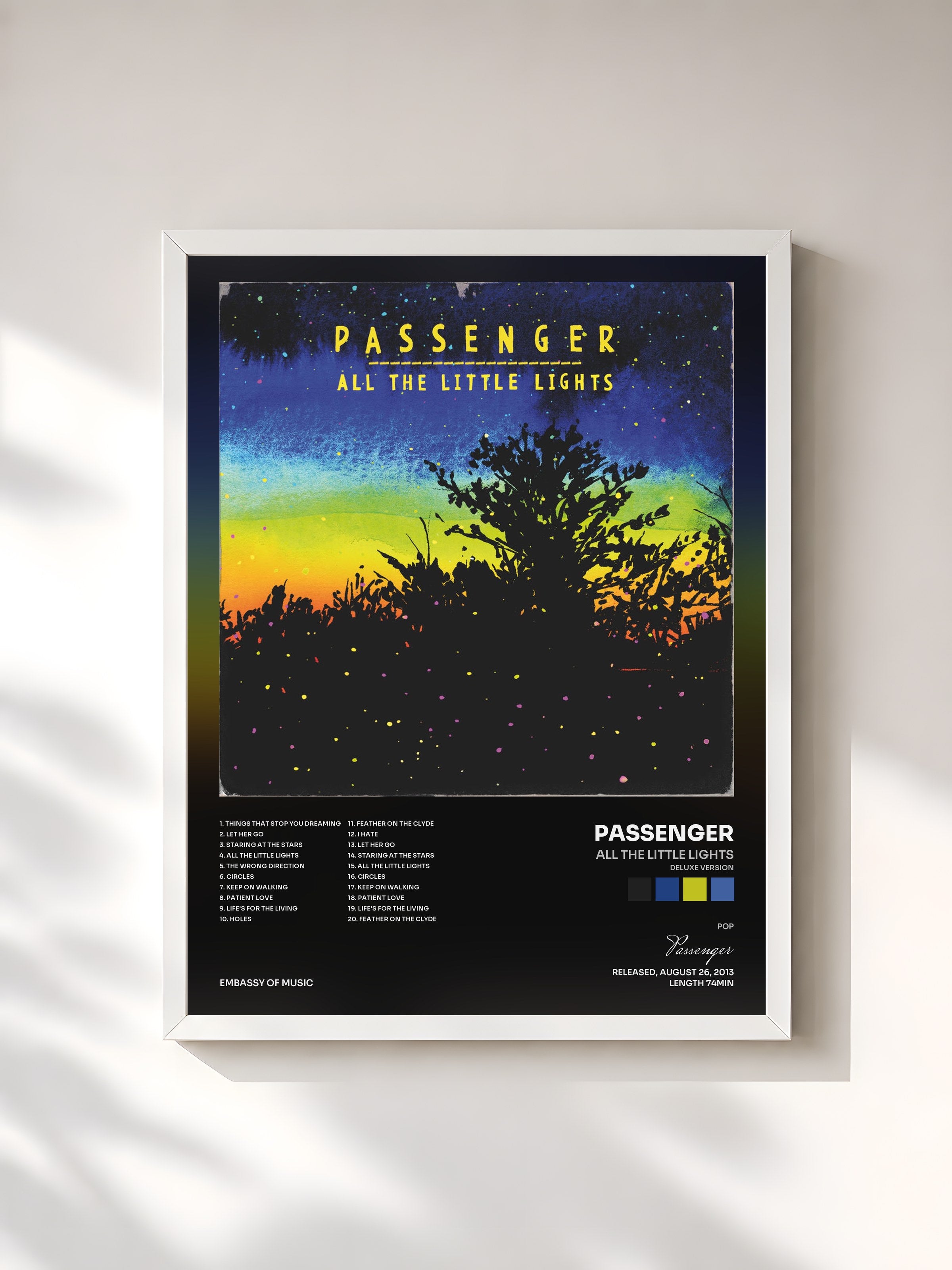 #blanc Tableau de l'album All the Little Lights (Deluxe Version) de Passenger, cadre blanc, imprimé et encadré en France