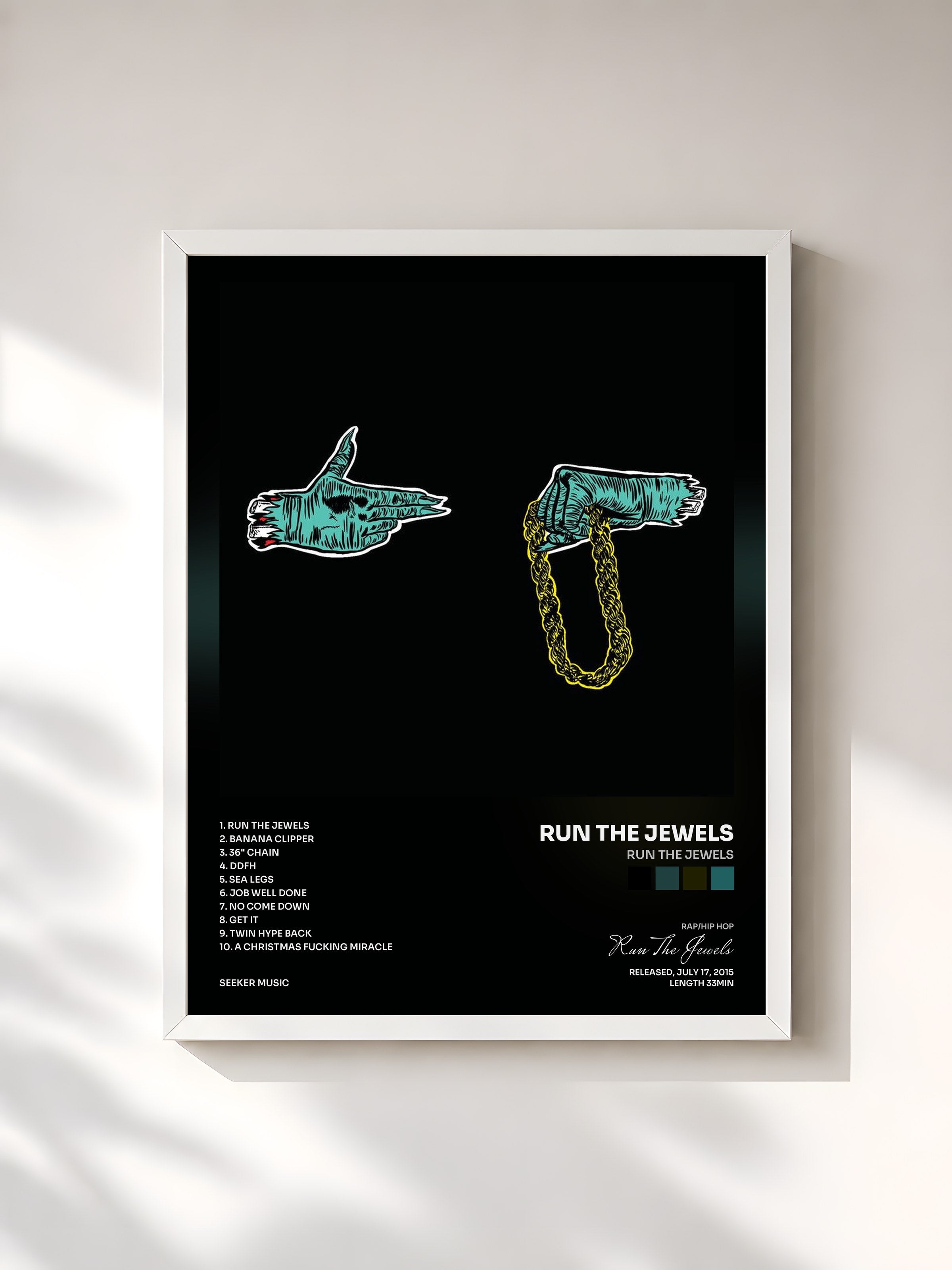 #blanc Tableau de l'album Run The Jewels de Run The Jewels, cadre blanc, imprimé et encadré en France