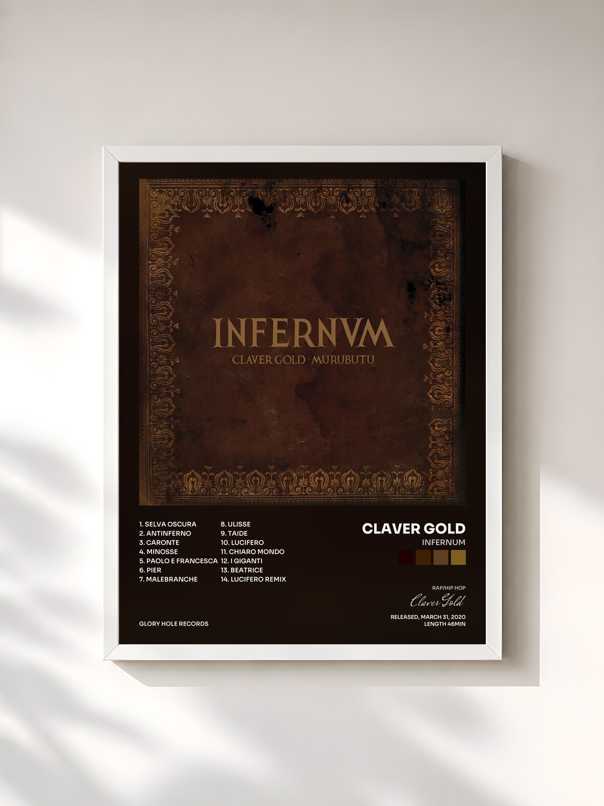 #blanc Tableau de l'album Infernum de Claver Gold, cadre blanc, imprimé et encadré en France