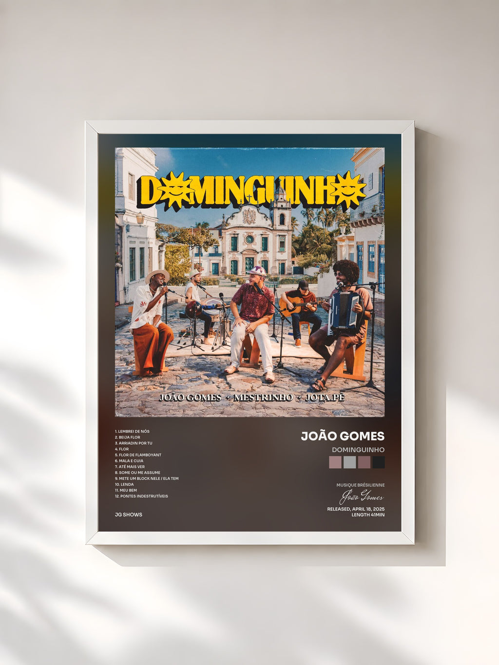 #blanc Tableau de l'album Dominguinho de João Gomes, cadre blanc, imprimé et encadré en France