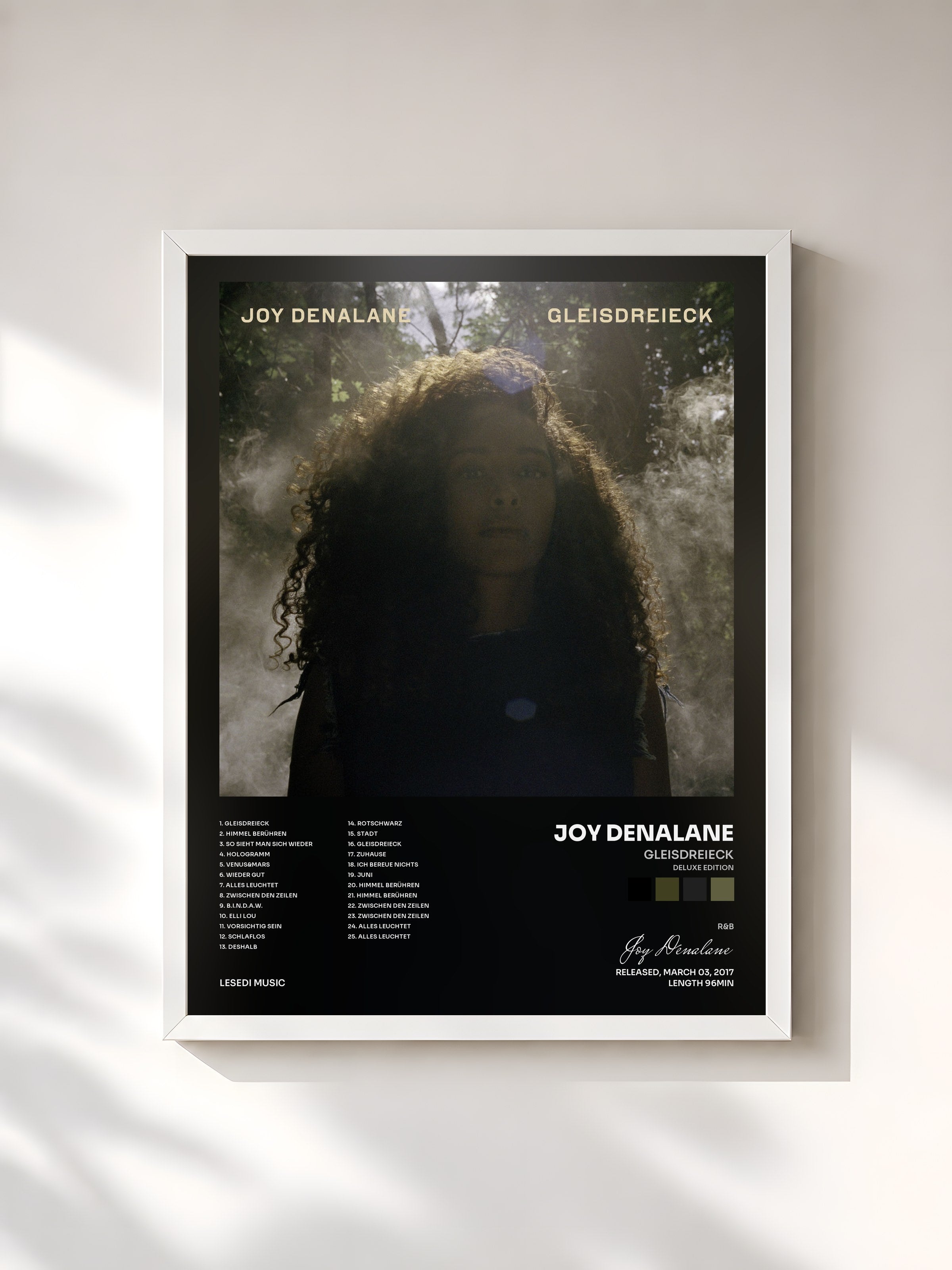 #blanc Tableau de l'album Gleisdreieck (Deluxe Edition) de Joy Denalane, cadre blanc, imprimé et encadré en France