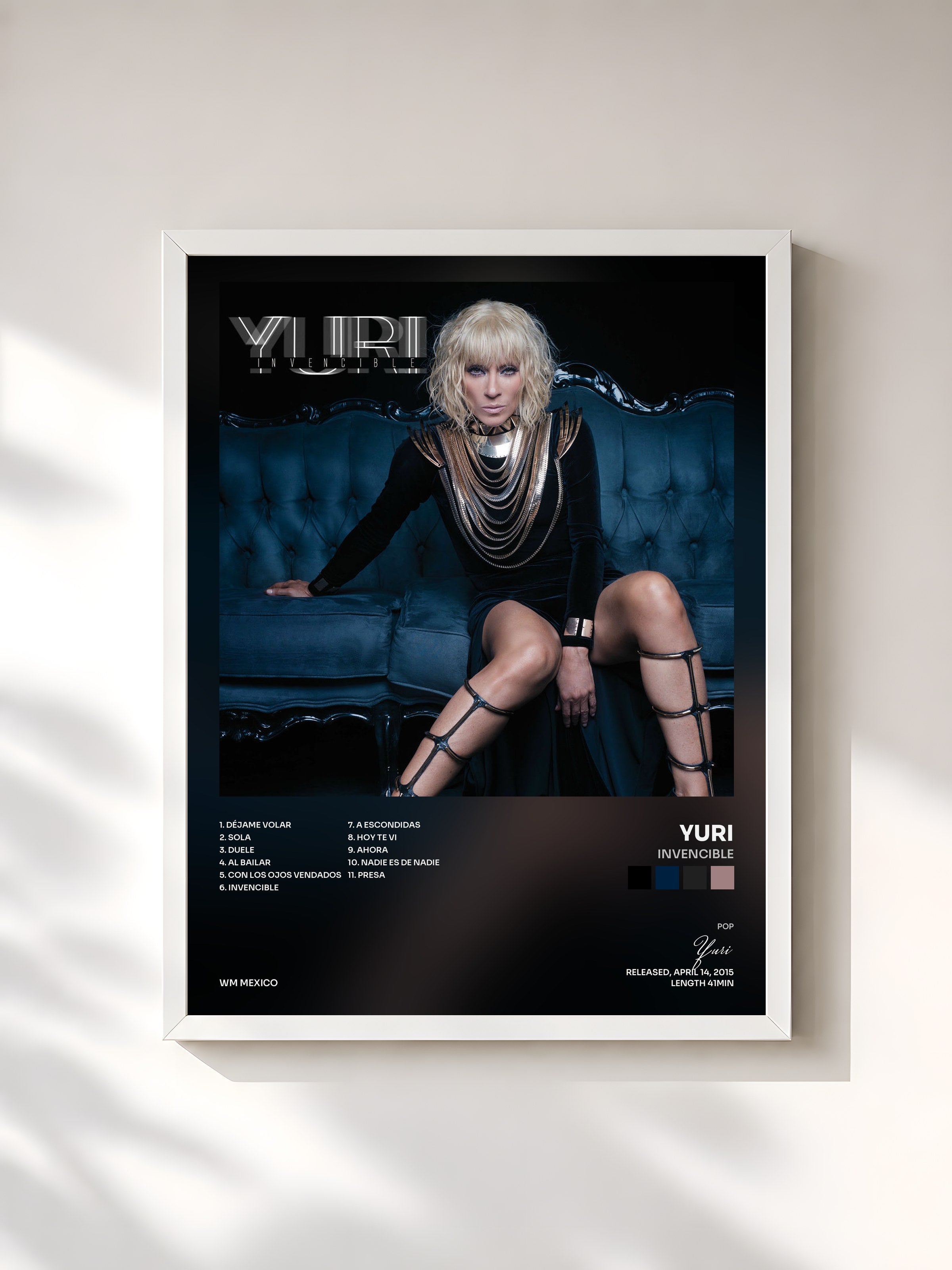 #blanc Tableau de l'album Invencible de Yuri, cadre blanc, imprimé et encadré en France