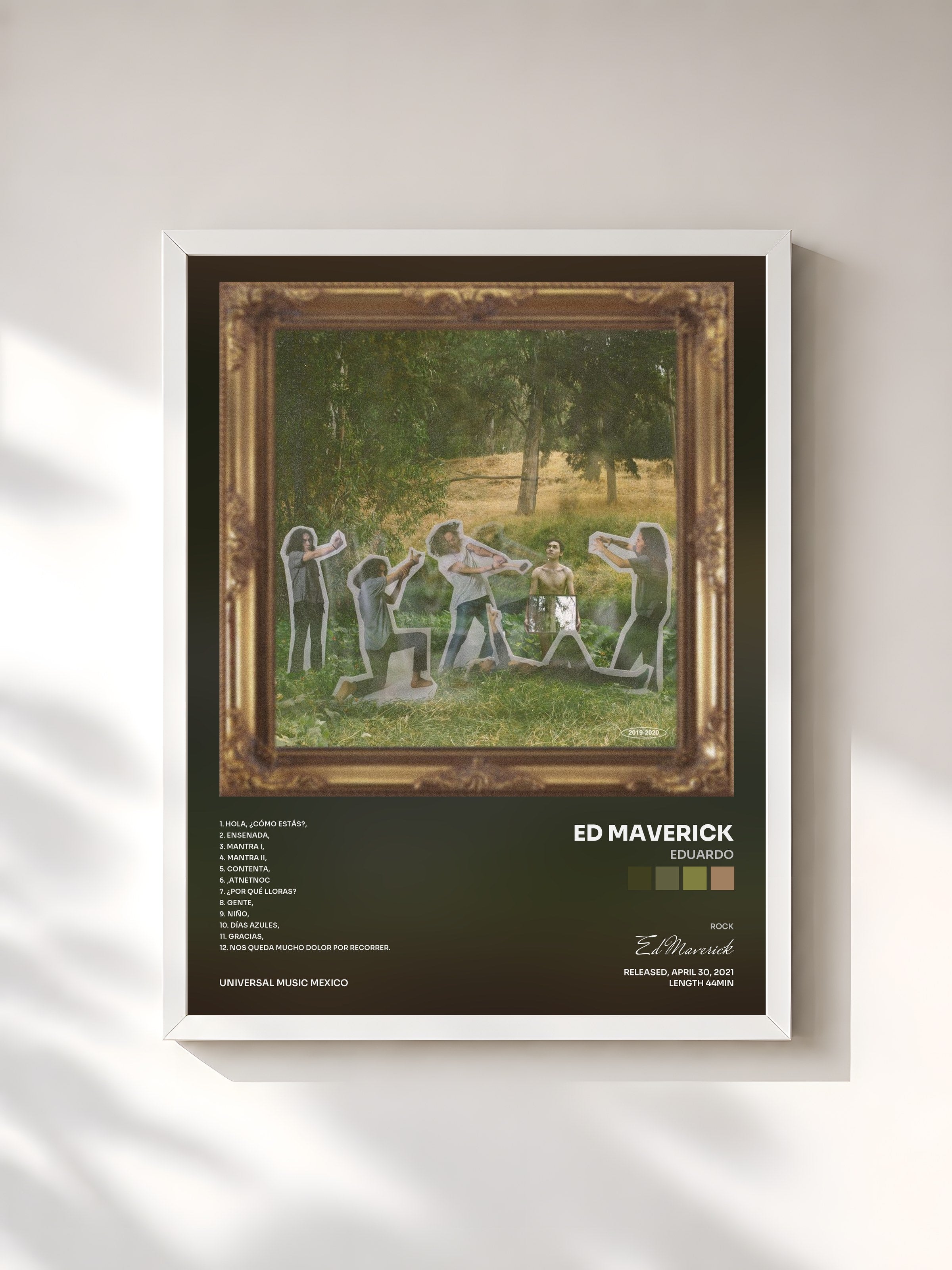 #blanc Tableau de l'album eduardo de Ed Maverick, cadre blanc, imprimé et encadré en France