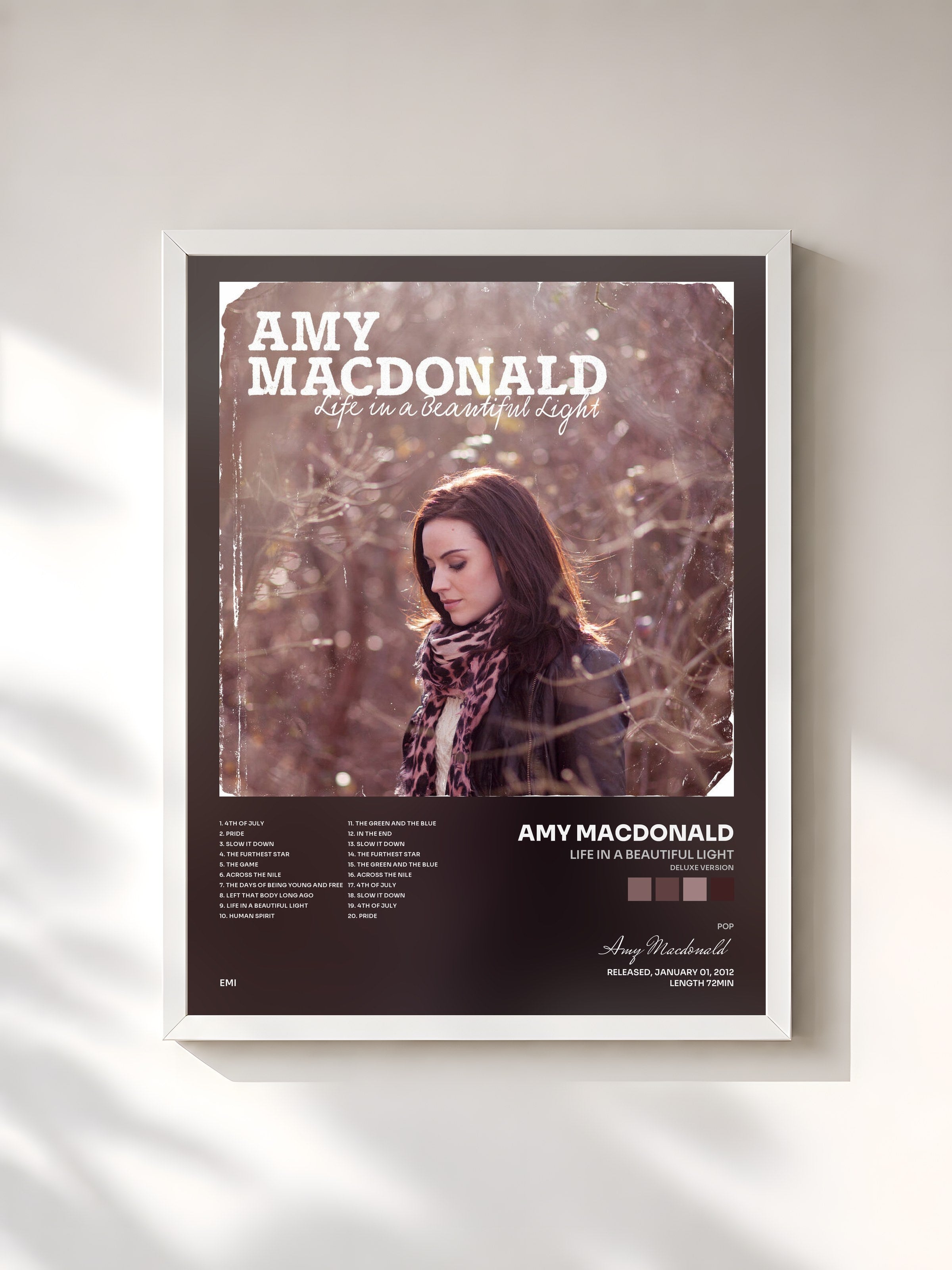 #blanc Tableau de l'album Life In A Beautiful Light (Deluxe Version) de Amy Macdonald, cadre blanc, imprimé et encadré en France
