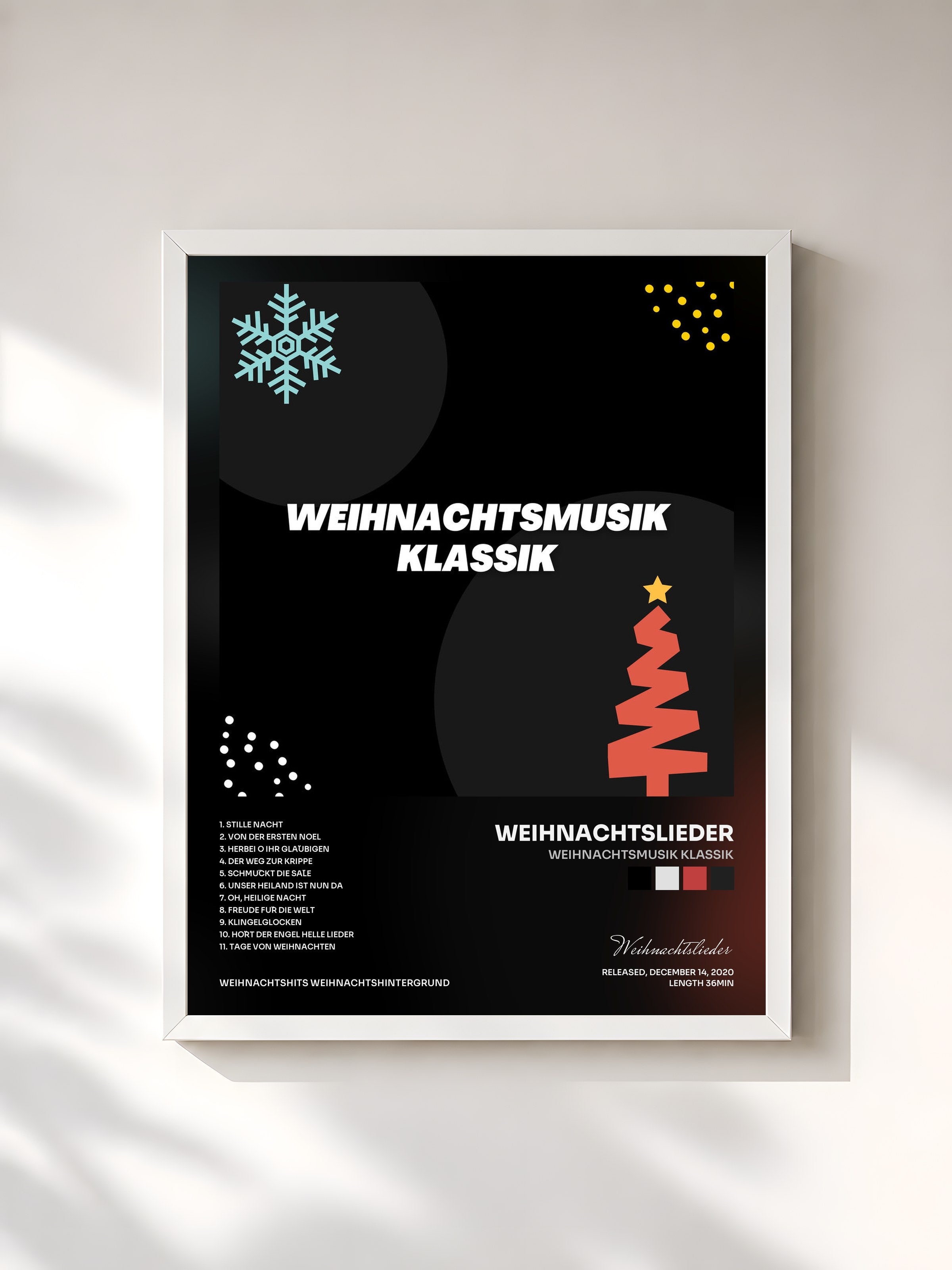 #blanc Tableau de l'album Weihnachtsmusik Klassik de Weihnachtslieder, cadre blanc, imprimé et encadré en France
