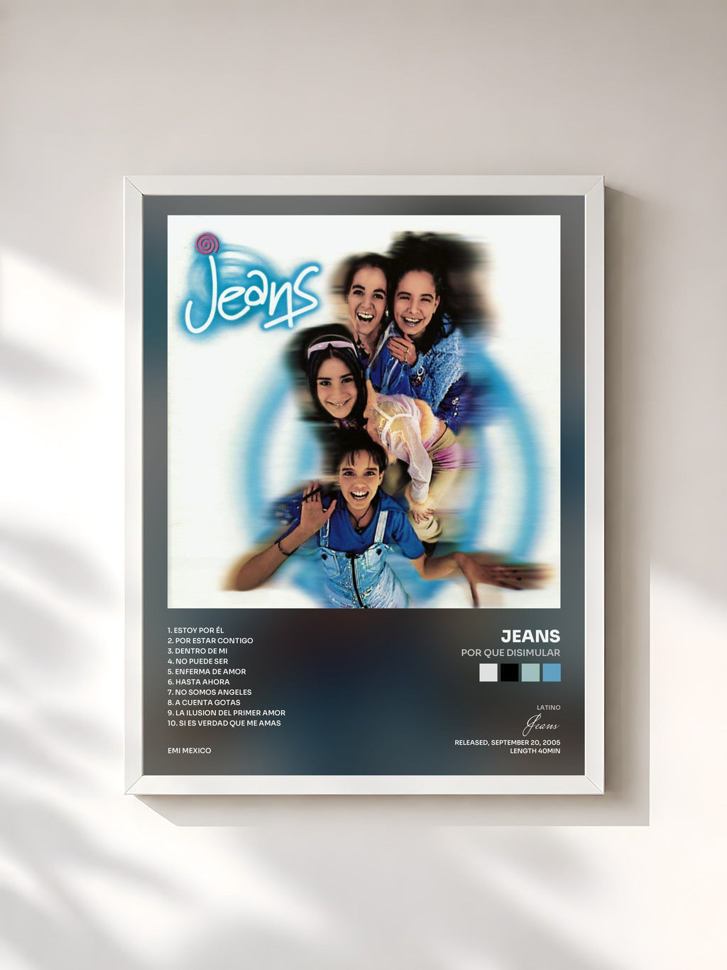 #blanc Tableau de l'album Por Que Disimular de Jeans, cadre blanc, imprimé et encadré en France