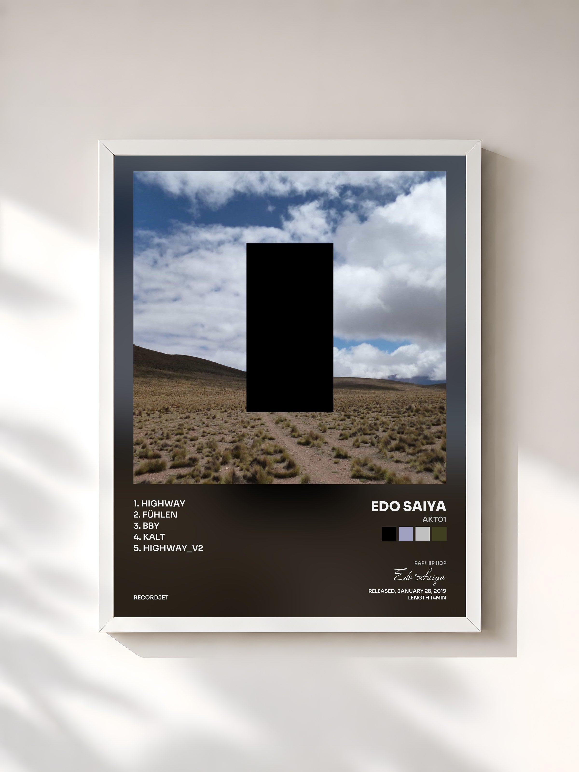 #blanc Tableau de l'album AKT01 de Edo Saiya, cadre blanc, imprimé et encadré en France