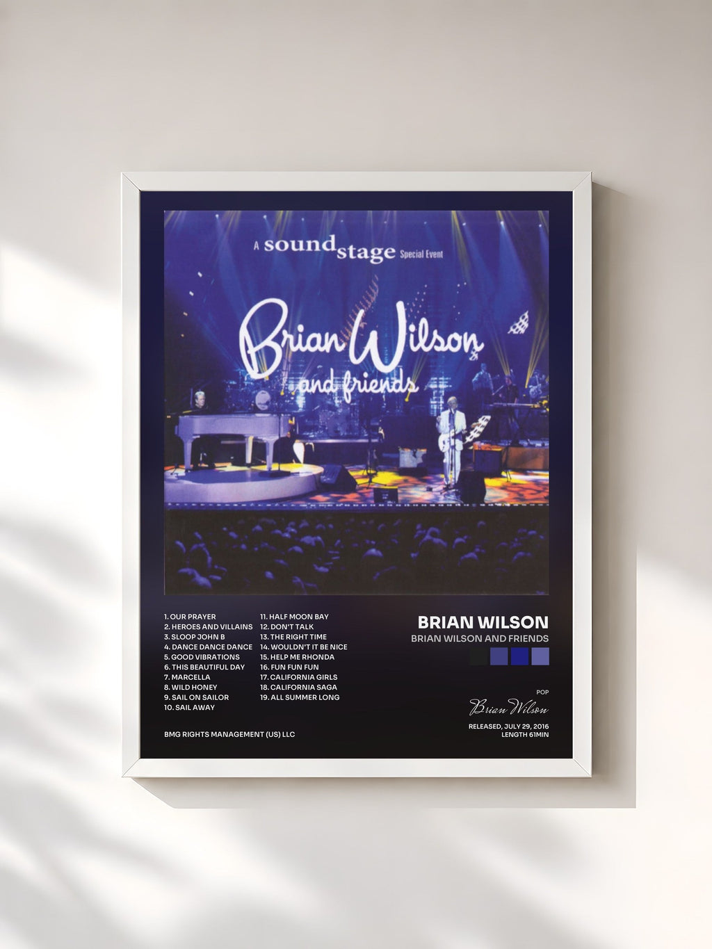 #blanc Brian Wilson and Friends by Brian Wilson as a framed art print, white frame, printed and framed in France