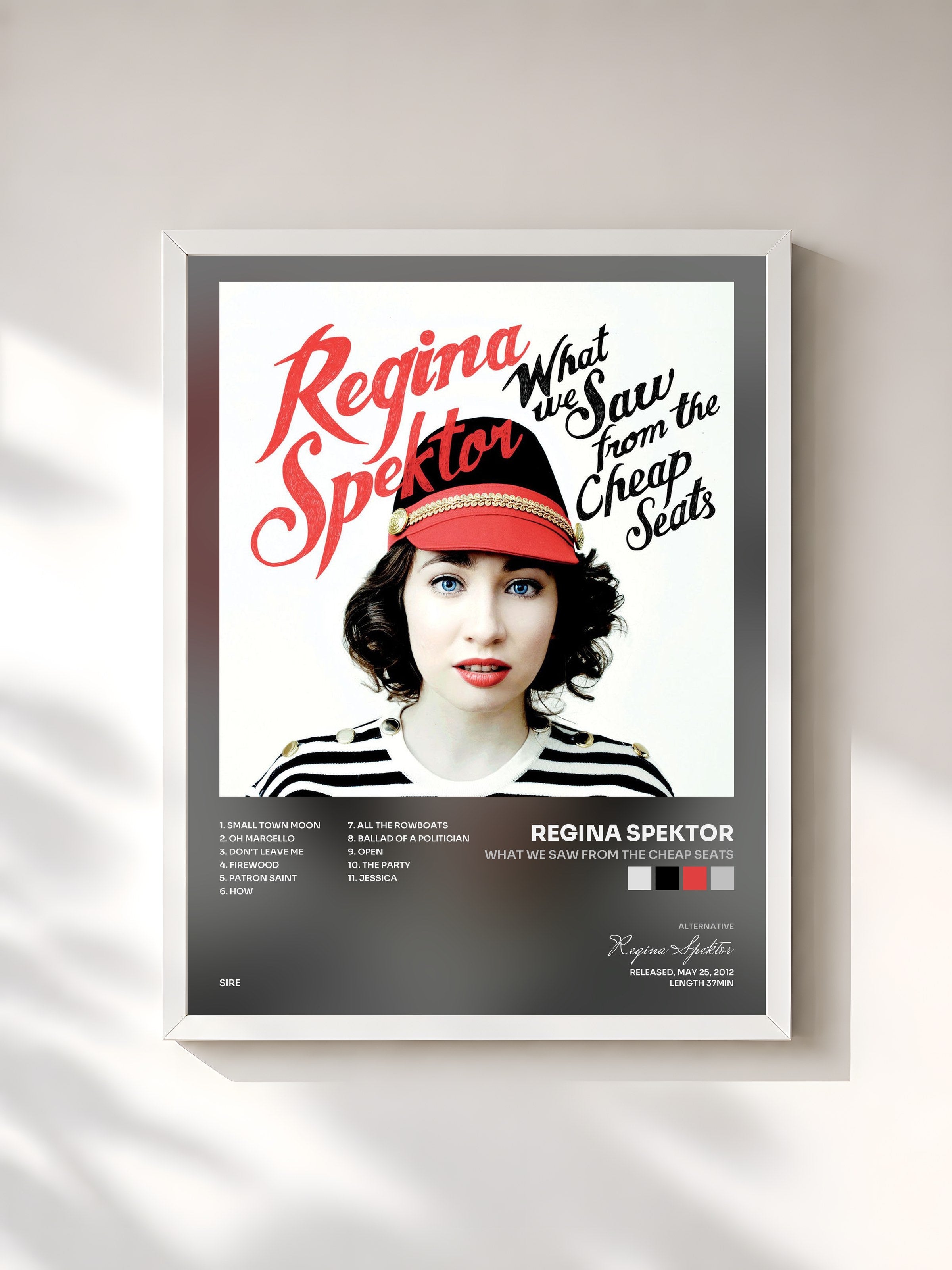 #blanc Tableau de l'album What We Saw from the Cheap Seats de Regina Spektor, cadre blanc, imprimé et encadré en France