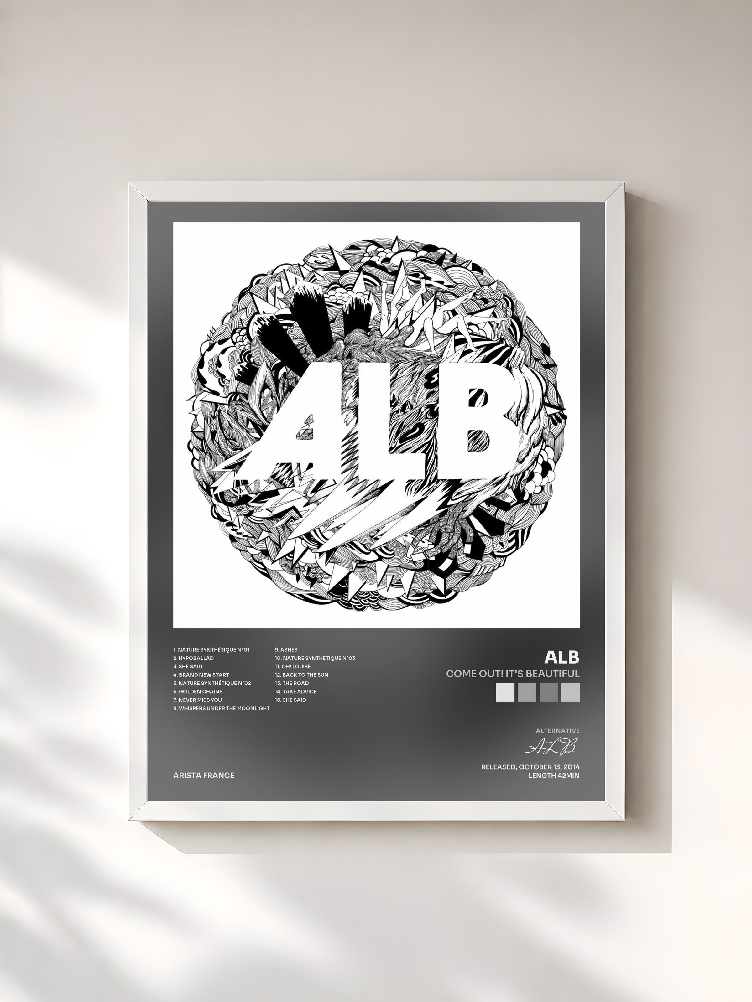 #blanc Tableau de l'album Come Out! It's Beautiful de ALB, cadre blanc, imprimé et encadré en France