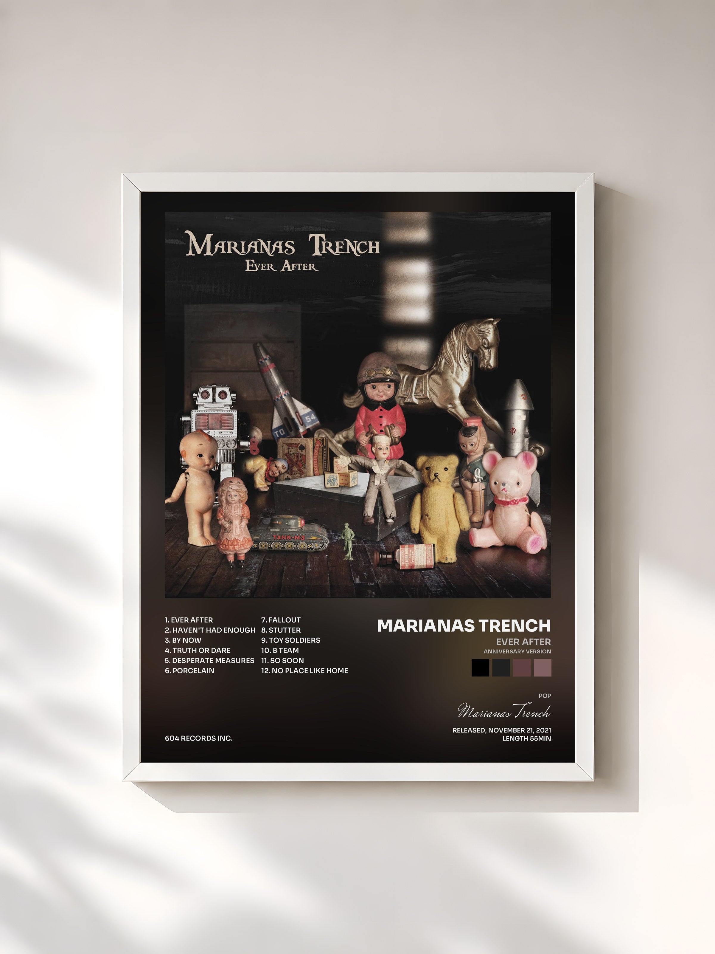 #blanc Tableau de l'album Ever After (Anniversary Version) de Marianas Trench, cadre blanc, imprimé et encadré en France