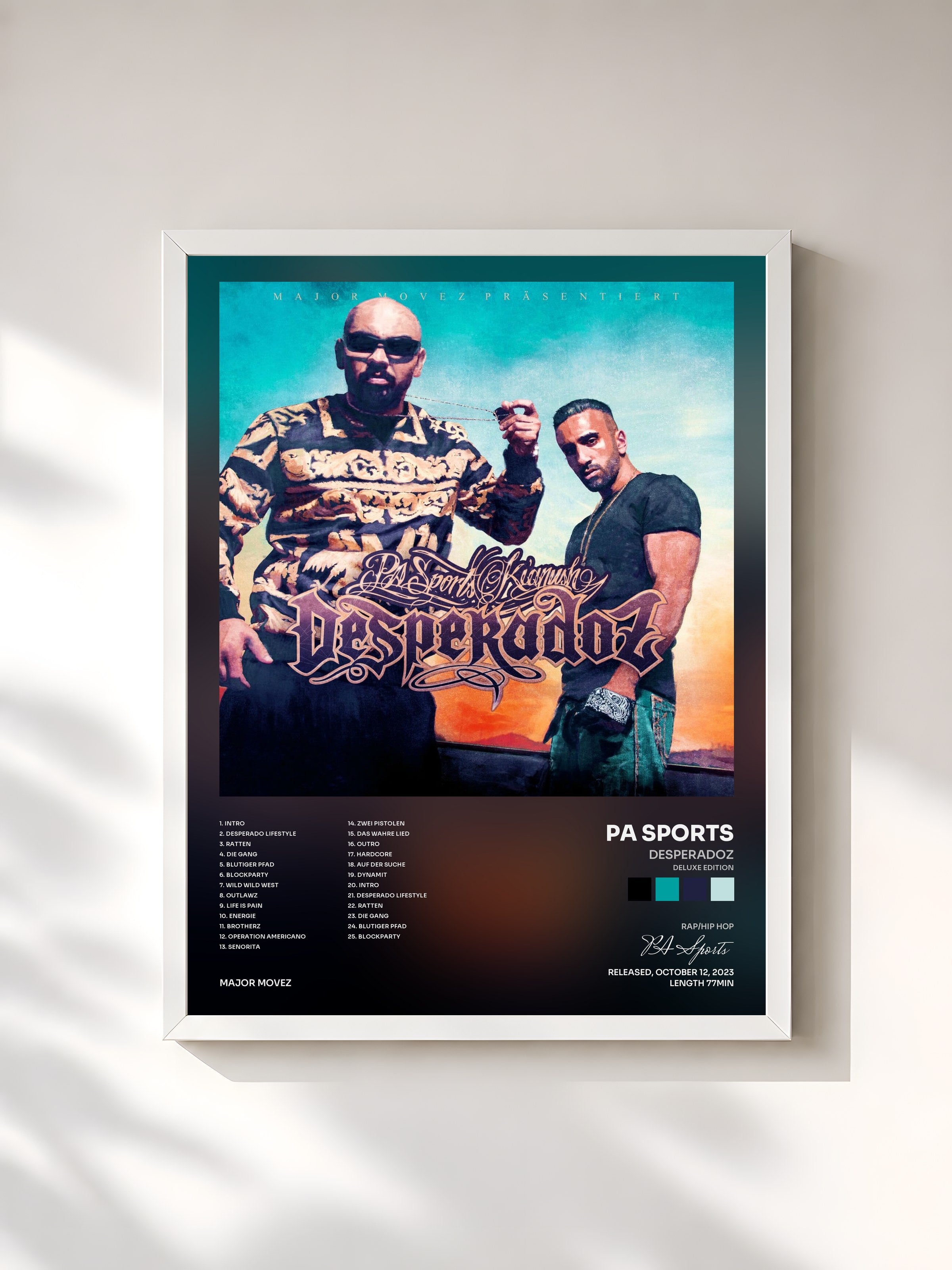 #blanc Tableau de l'album Desperadoz (Deluxe Edition) de PA Sports, cadre blanc, imprimé et encadré en France