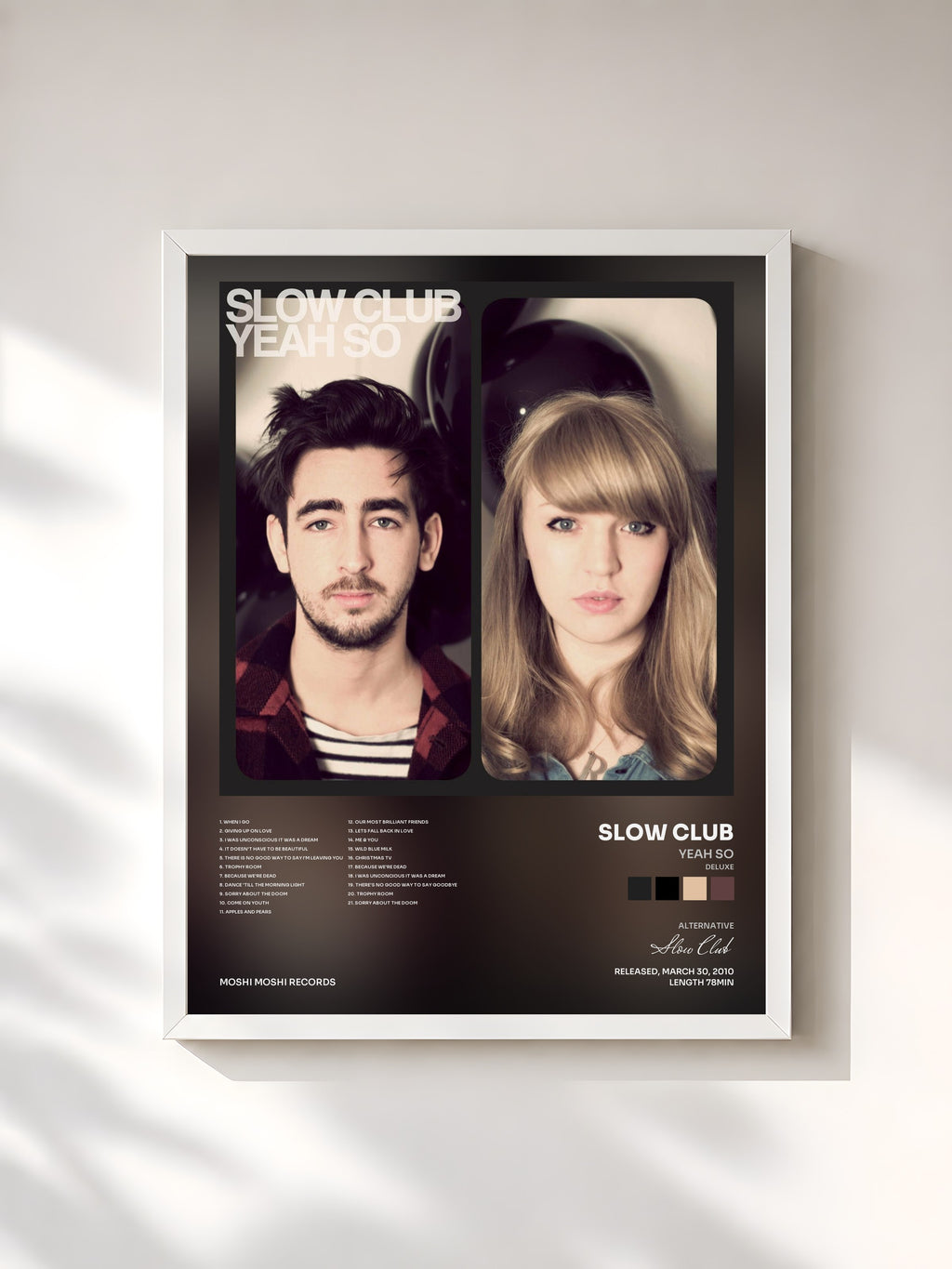 #blanc Yeah So (Deluxe) by Slow Club as a framed art print, white frame, printed and framed in France