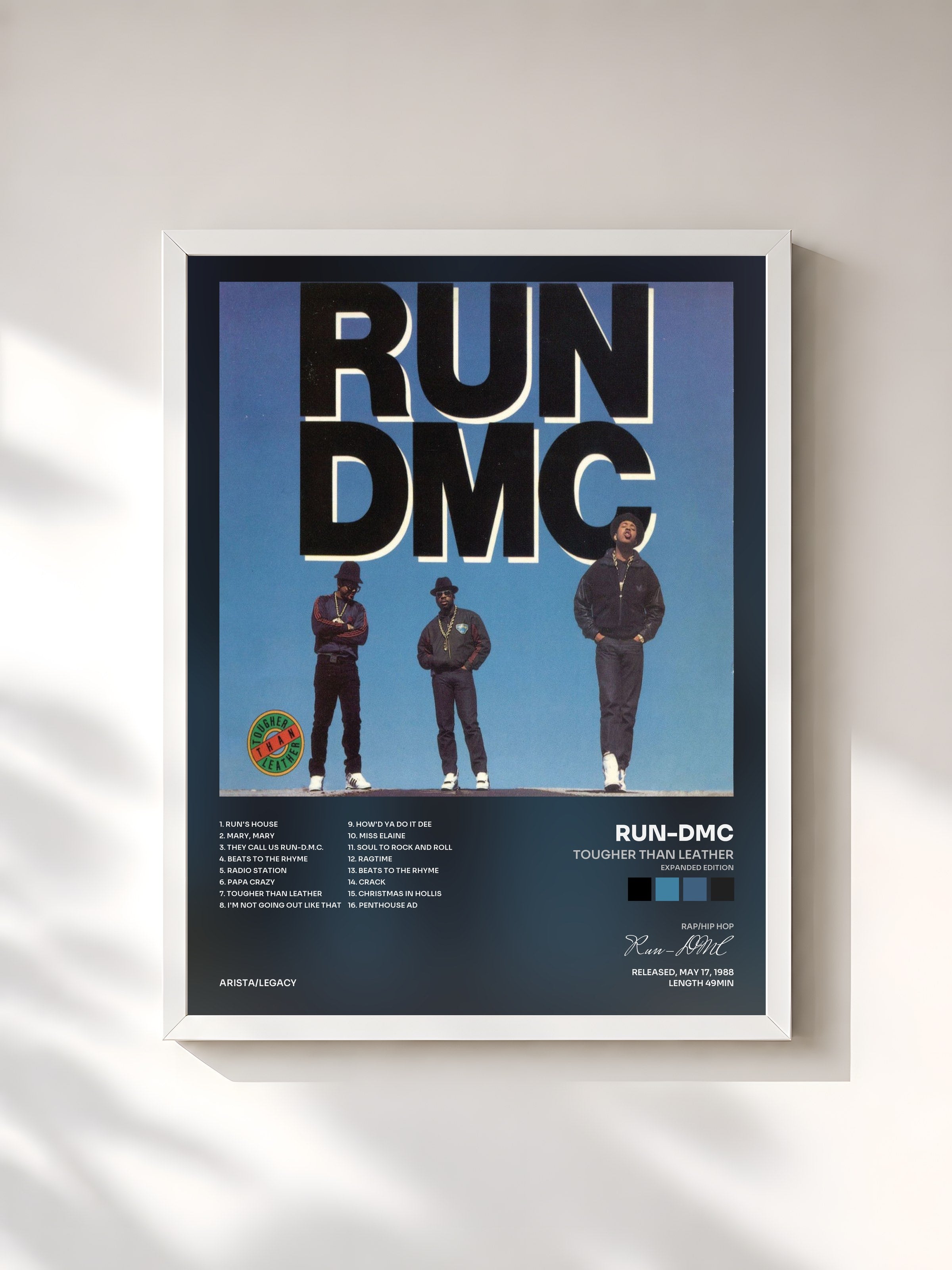 #blanc Tableau de l'album Tougher Than Leather (Expanded Edition) de Run-DMC, cadre blanc, imprimé et encadré en France