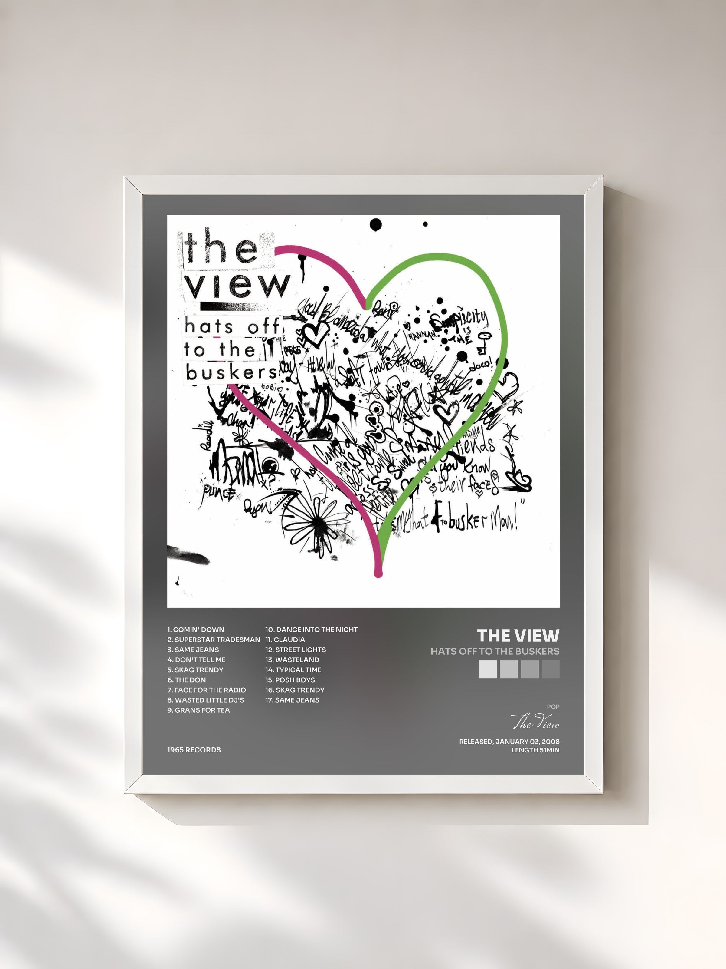 #blanc Tableau de l'album Hats Off To The Buskers de The View, cadre blanc, imprimé et encadré en France