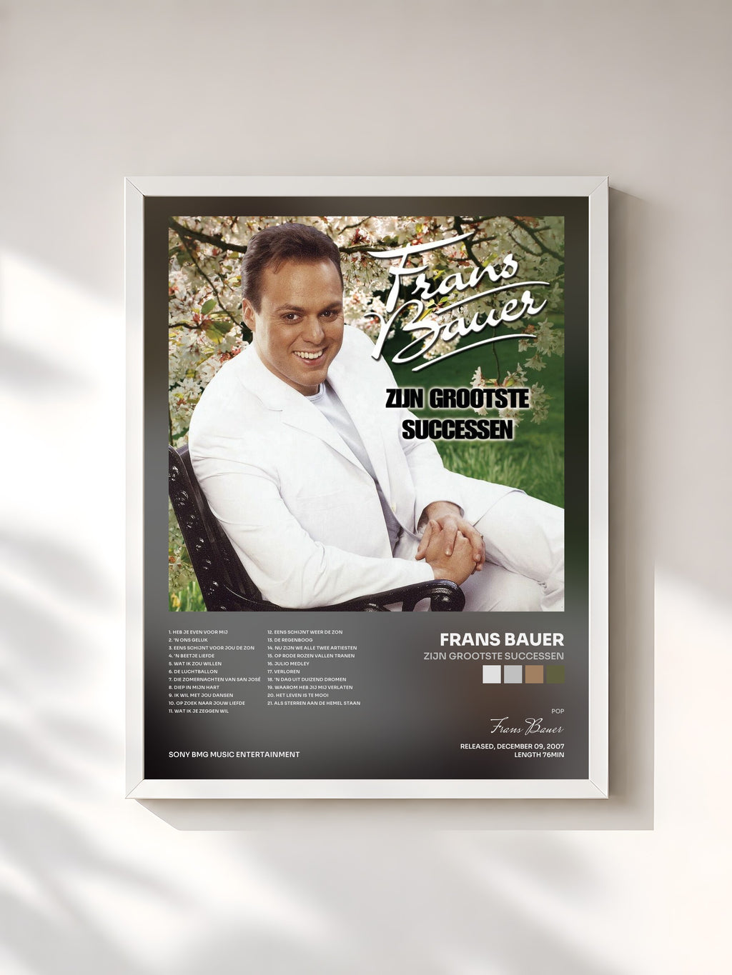 #blanc Tableau de l'album Zijn Grootste Successen de Frans Bauer, cadre blanc, imprimé et encadré en France