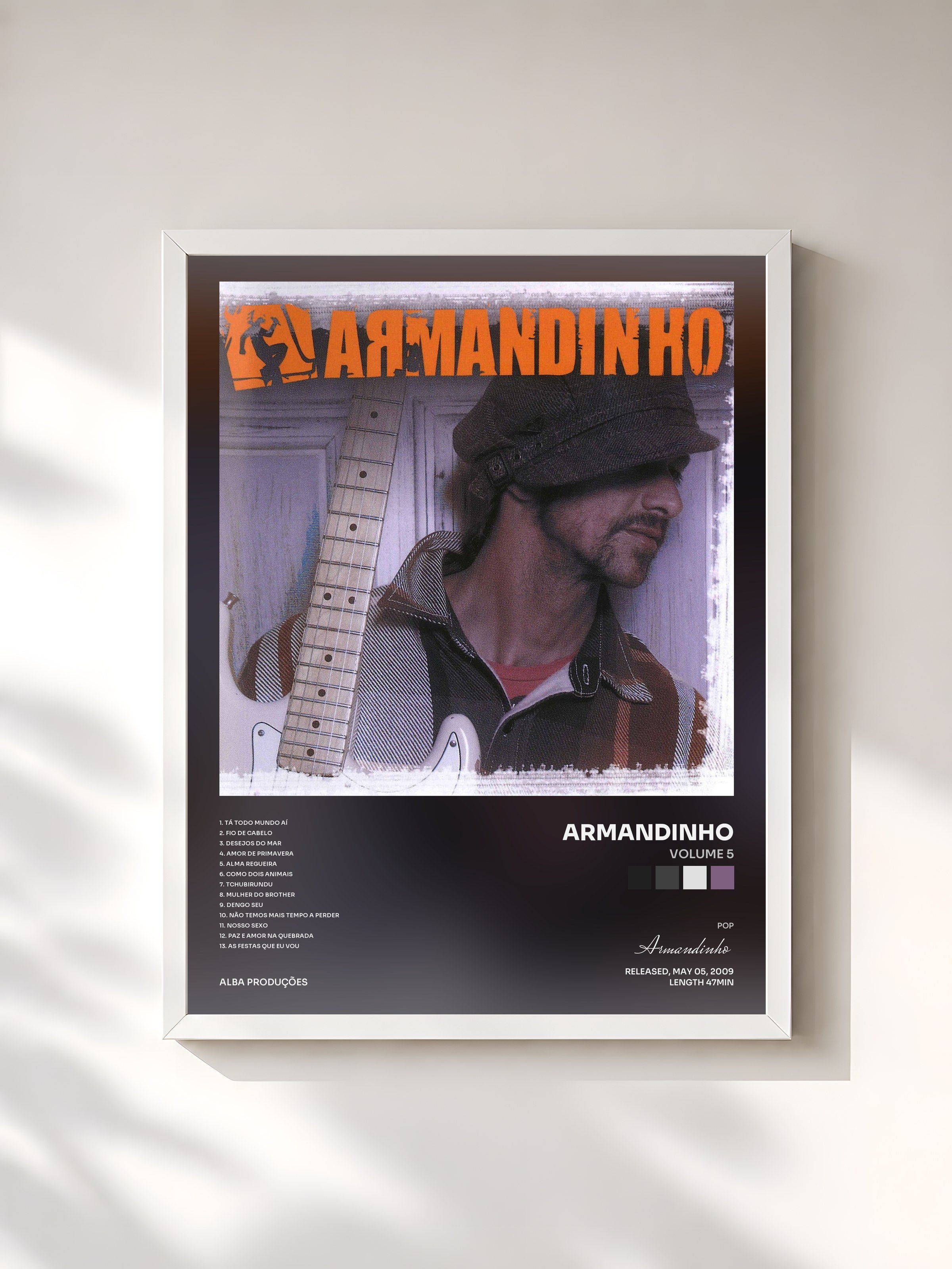 #blanc Tableau de l'album Volume 5 de Armandinho, cadre blanc, imprimé et encadré en France