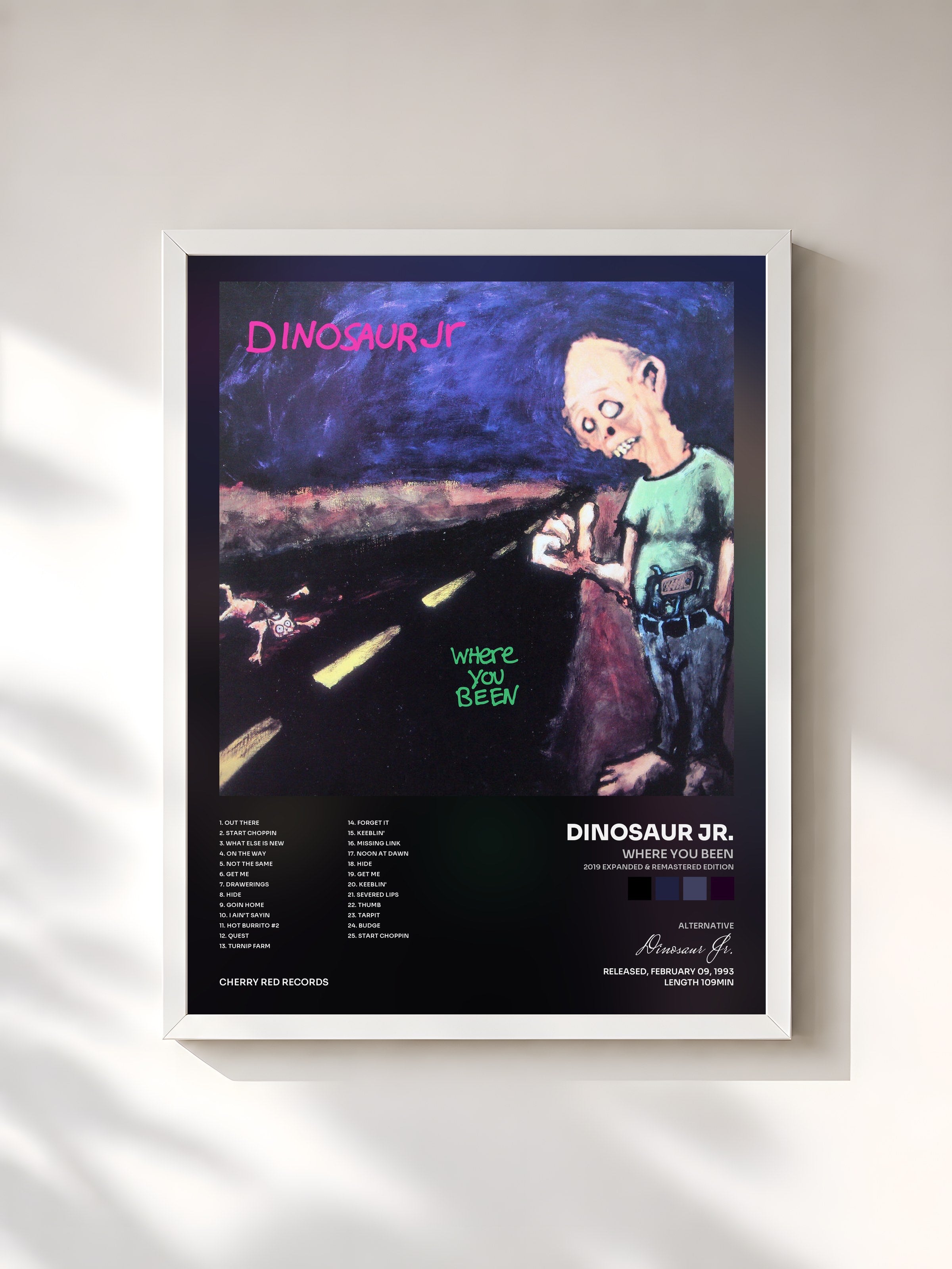 #blanc Tableau de l'album Where You Been (2019 Expanded & Remastered Edition) de Dinosaur Jr., cadre blanc, imprimé et encadré en France