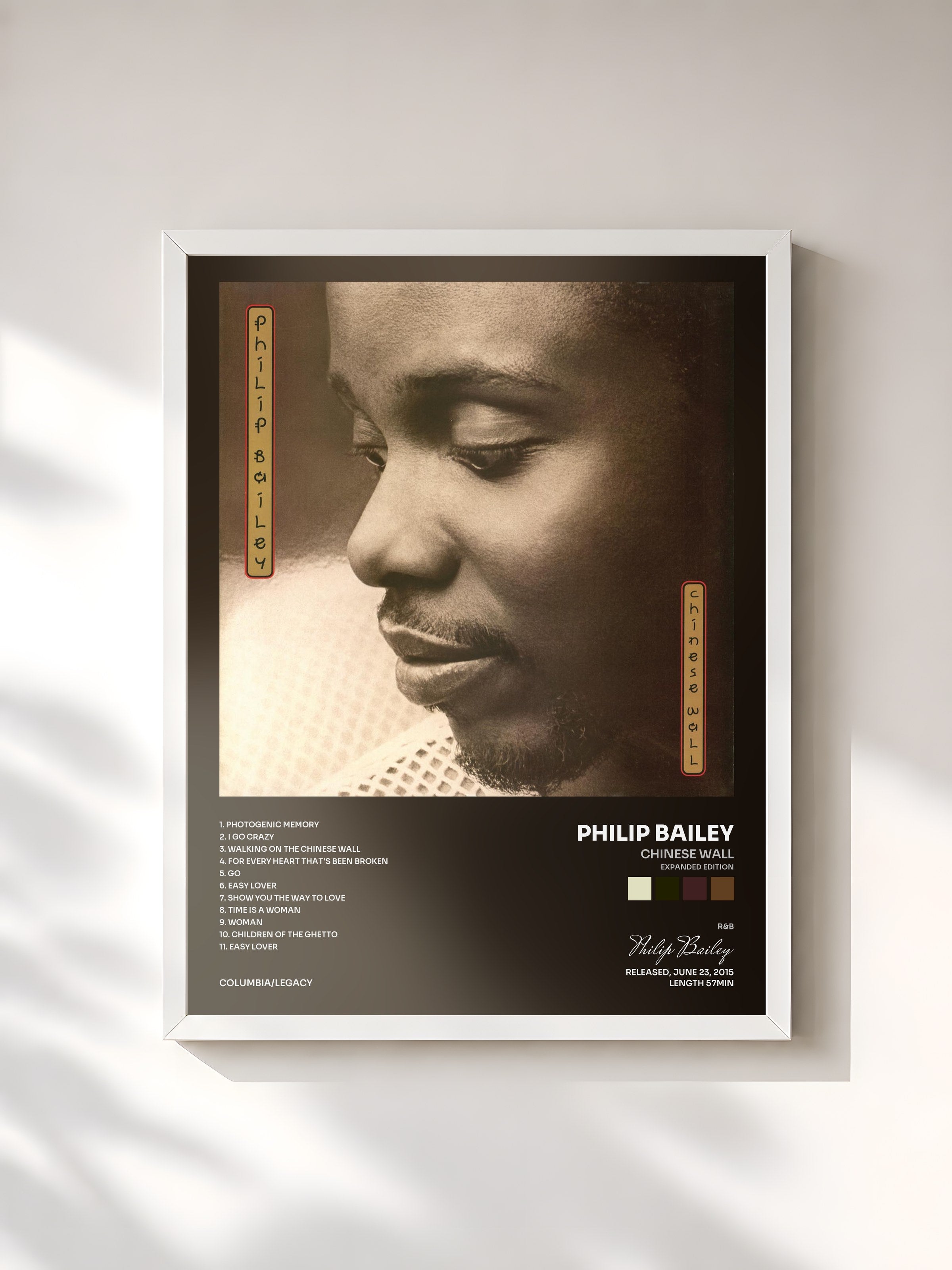 #blanc Tableau de l'album Chinese Wall (Expanded Edition) de Philip Bailey, cadre blanc, imprimé et encadré en France