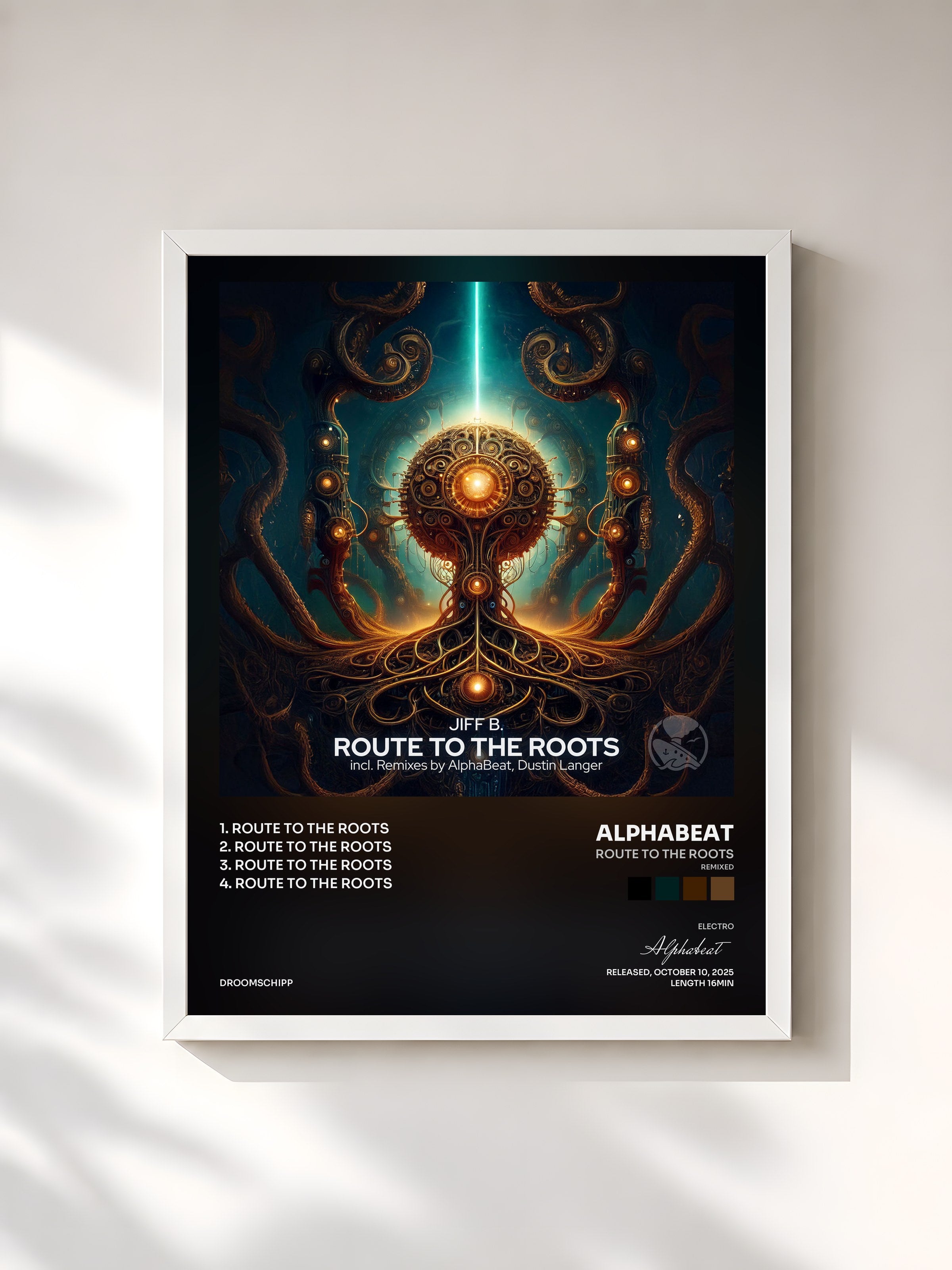 #blanc Tableau de l'album Route to the Roots (Remixed) de Alphabeat, cadre blanc, imprimé et encadré en France