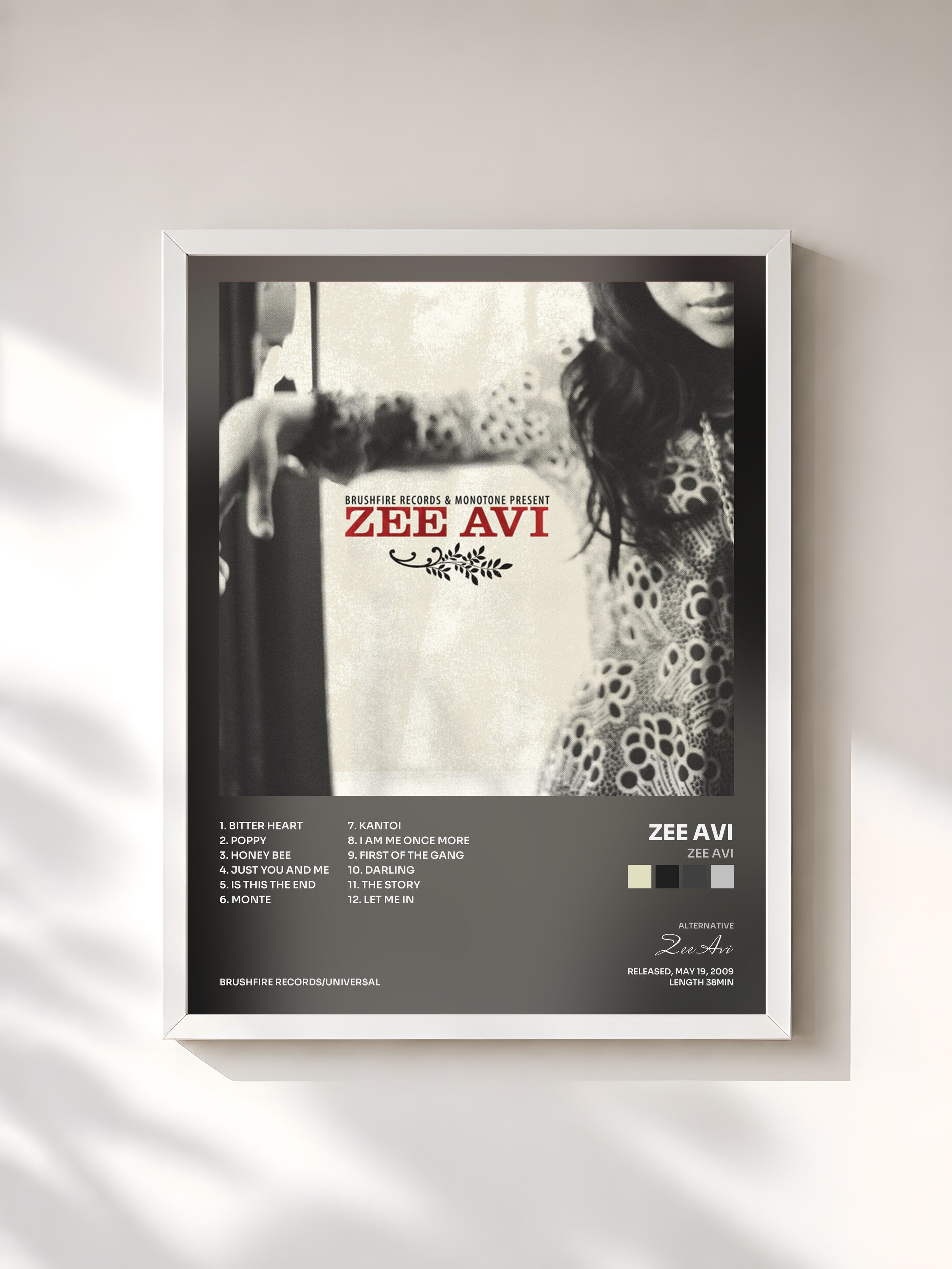 #blanc Tableau de l'album Zee Avi de Zee Avi, cadre blanc, imprimé et encadré en France