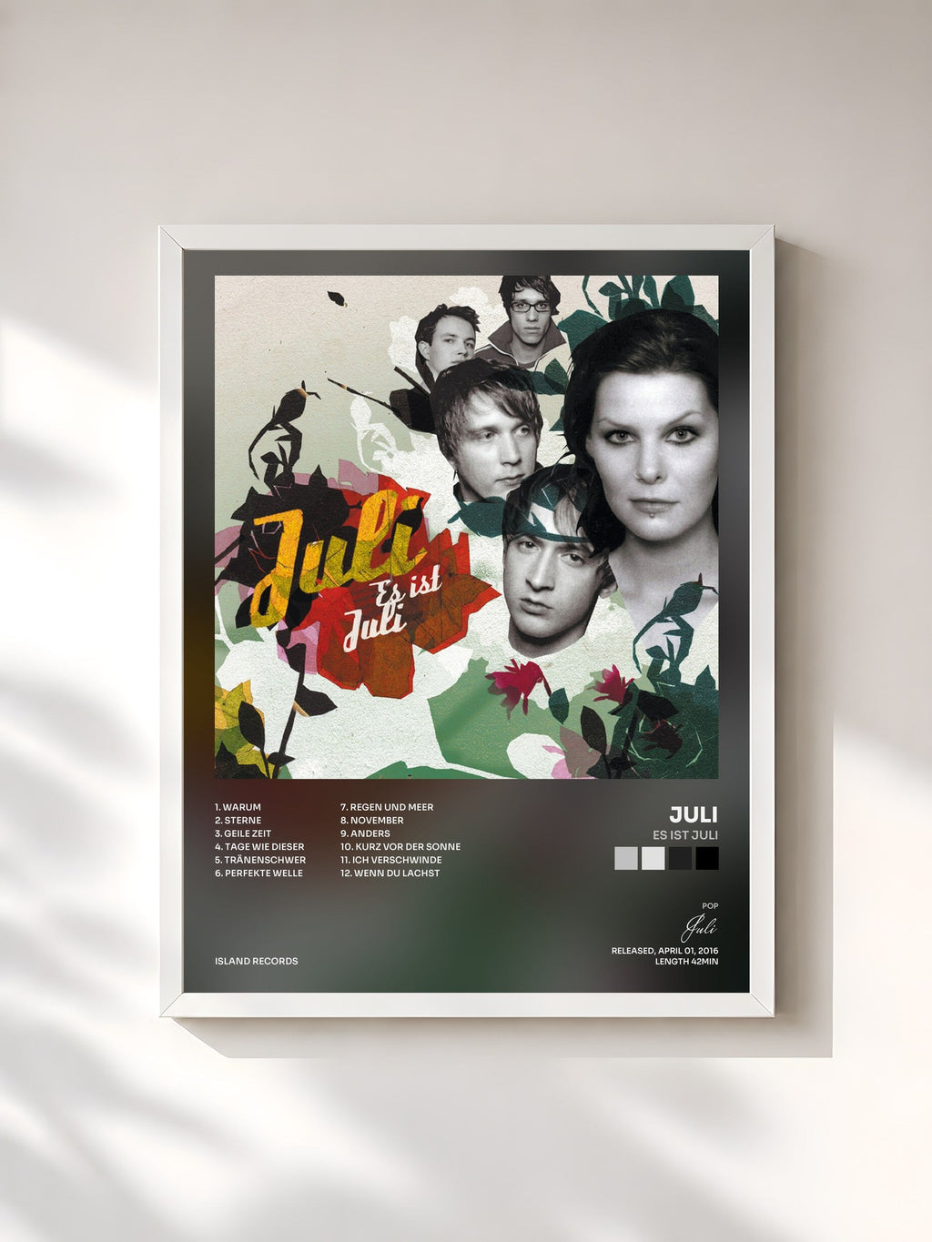 #blanc Tableau de l'album Es ist Juli de Juli, cadre blanc, imprimé et encadré en France