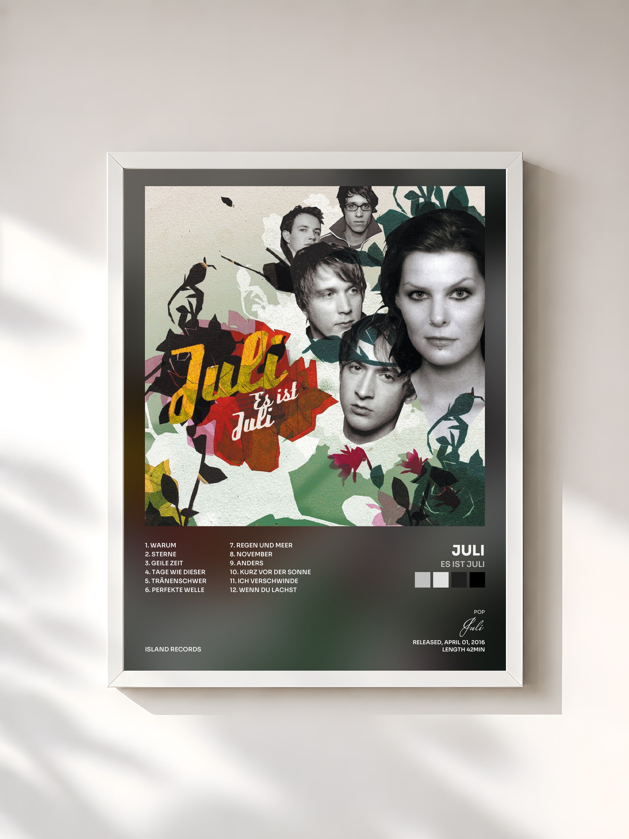 #blanc Tableau de l'album Es ist Juli de Juli, cadre blanc, imprimé et encadré en France