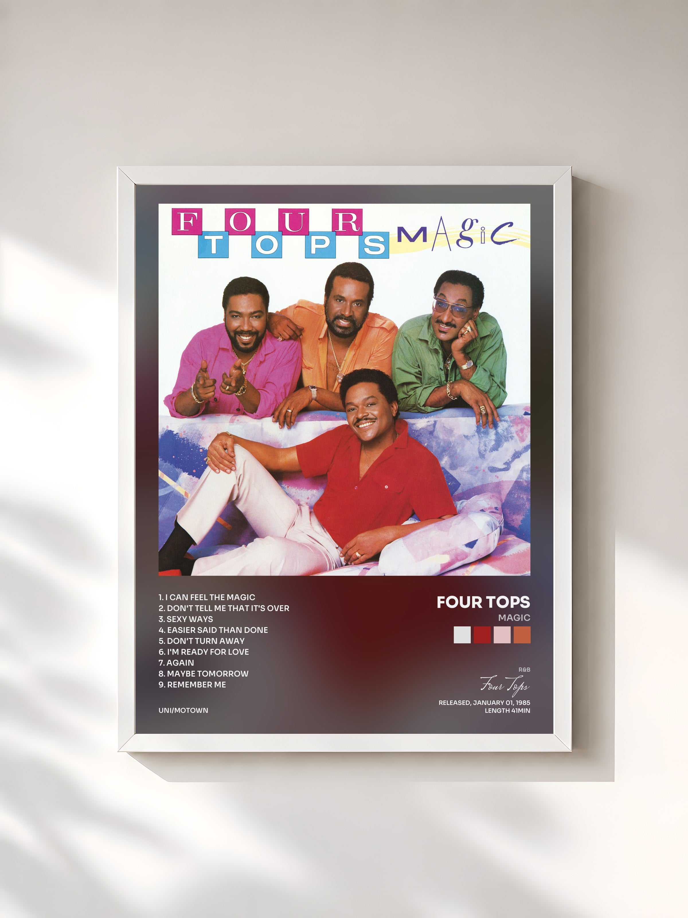 #blanc Tableau de l'album Magic de Four Tops, cadre blanc, imprimé et encadré en France