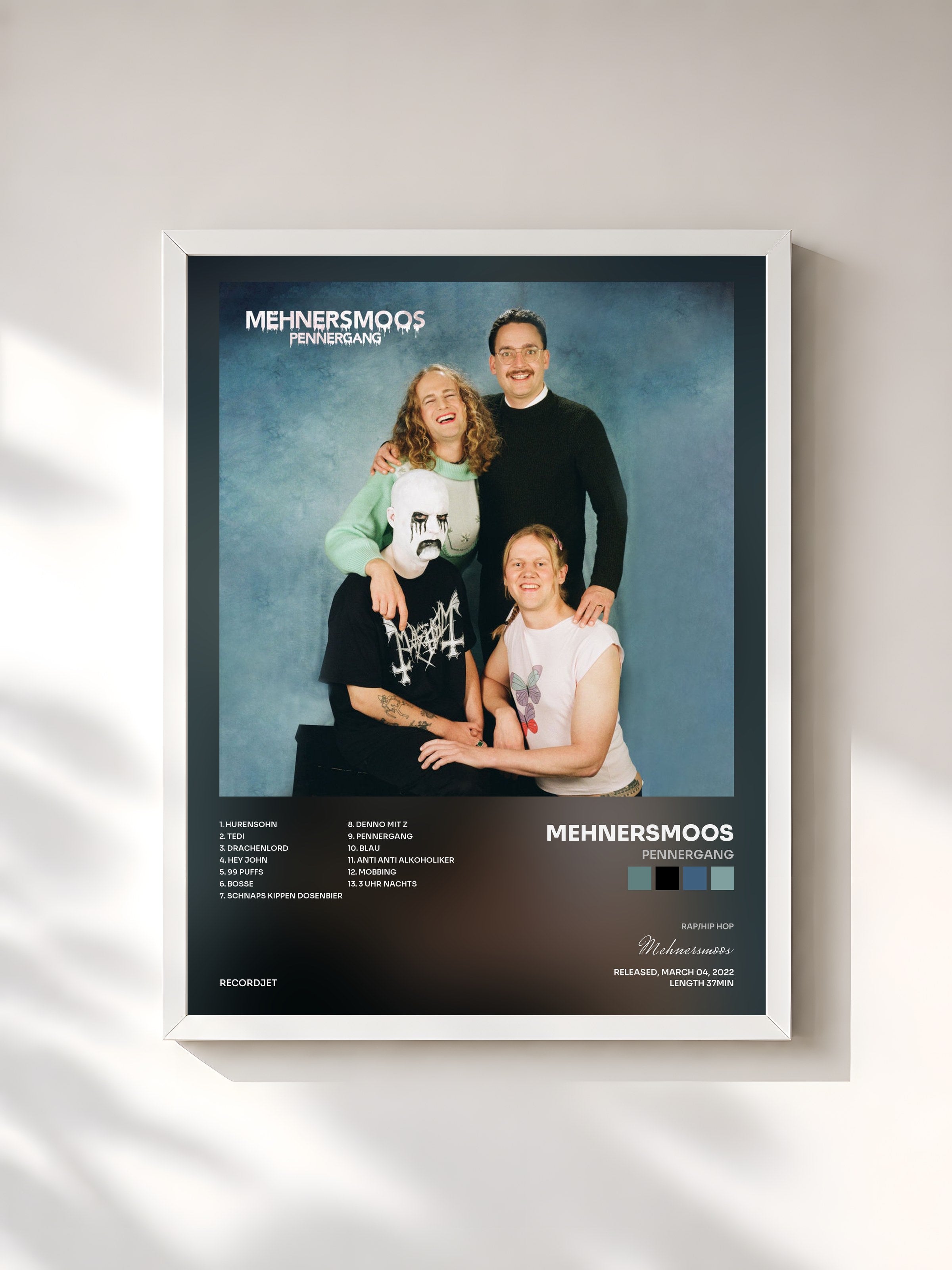 #blanc Tableau de l'album Pennergang de Mehnersmoos, cadre blanc, imprimé et encadré en France