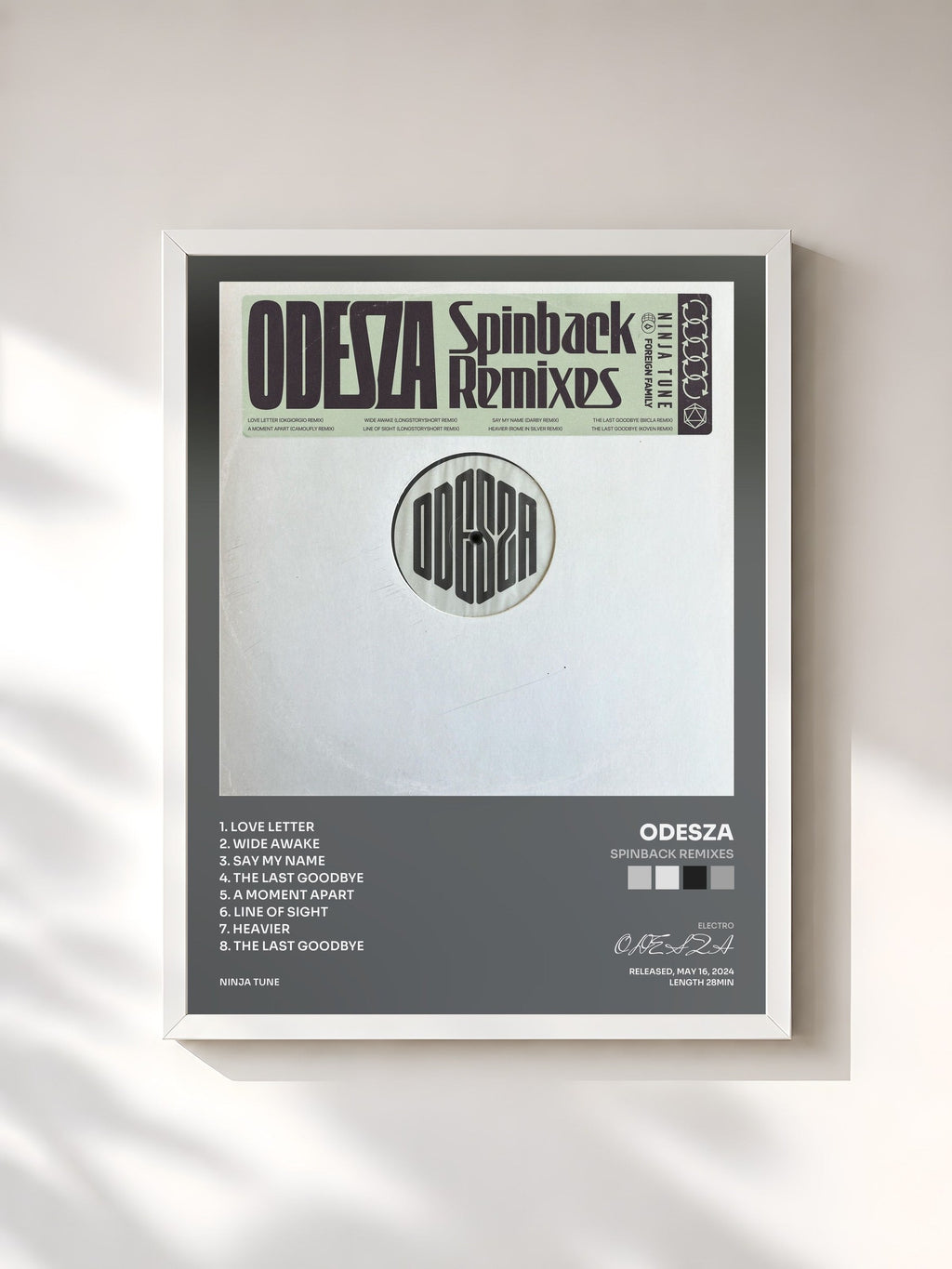 #blanc Spinback Remixes di ODESZA in stampa incorniciata, cornice bianca, stampata e incorniciata in Francia