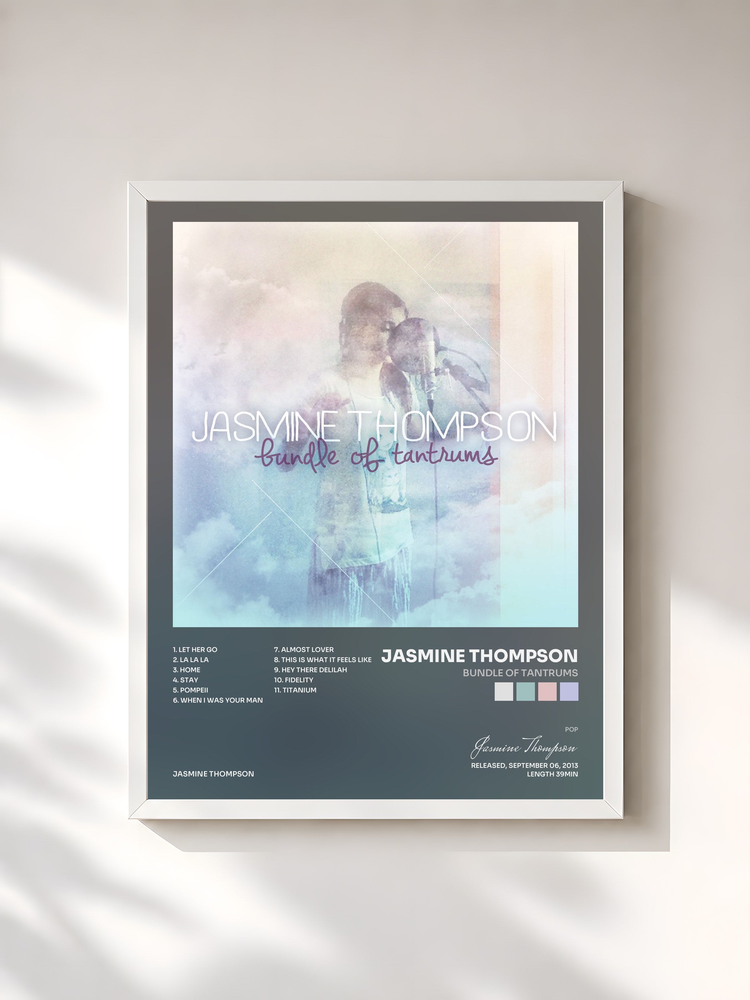 #blanc Tableau de l'album Bundle of Tantrums de Jasmine Thompson, cadre blanc, imprimé et encadré en France