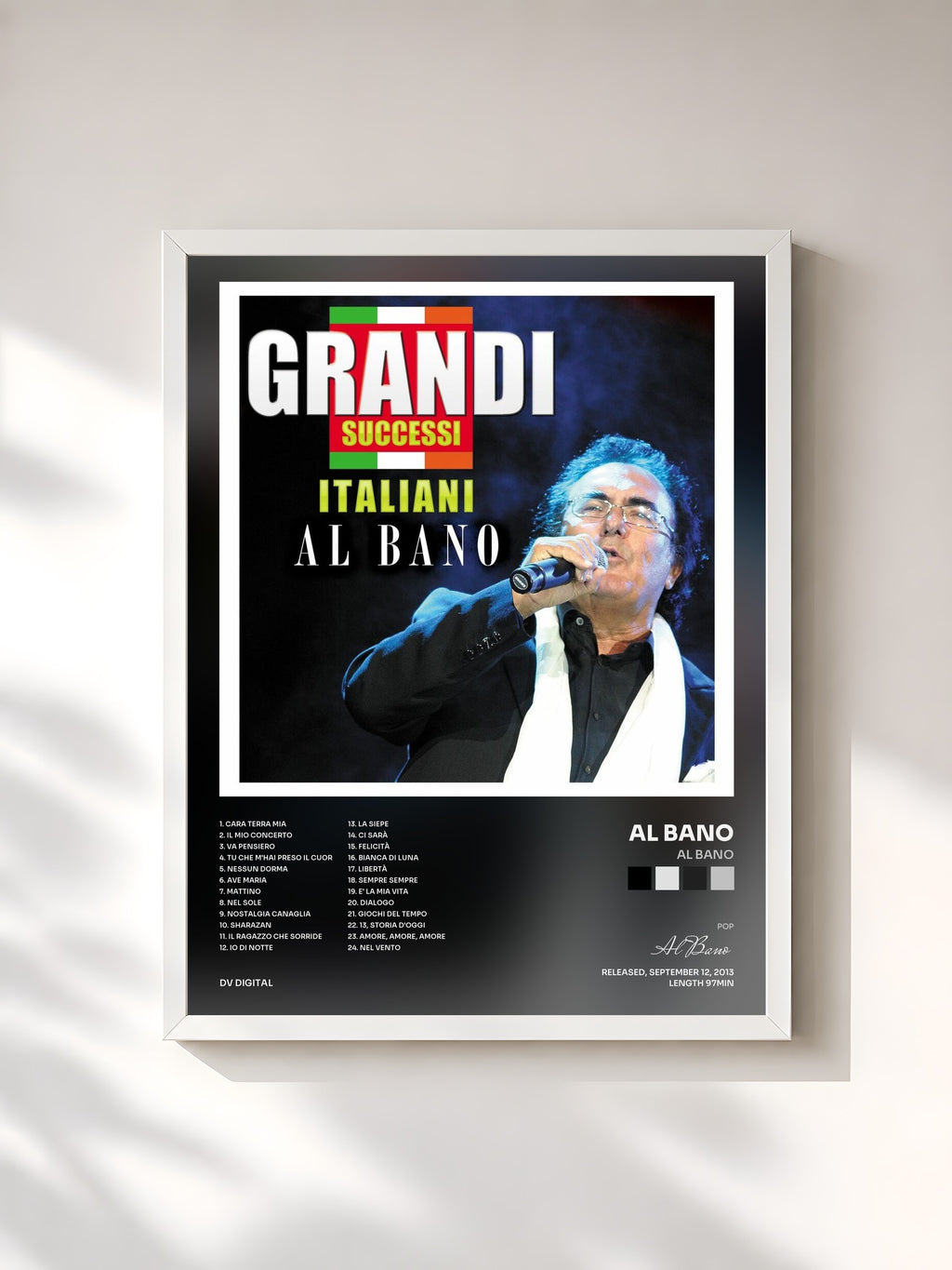 #blanc Tableau de l'album Al Bano de Al Bano, cadre blanc, imprimé et encadré en France