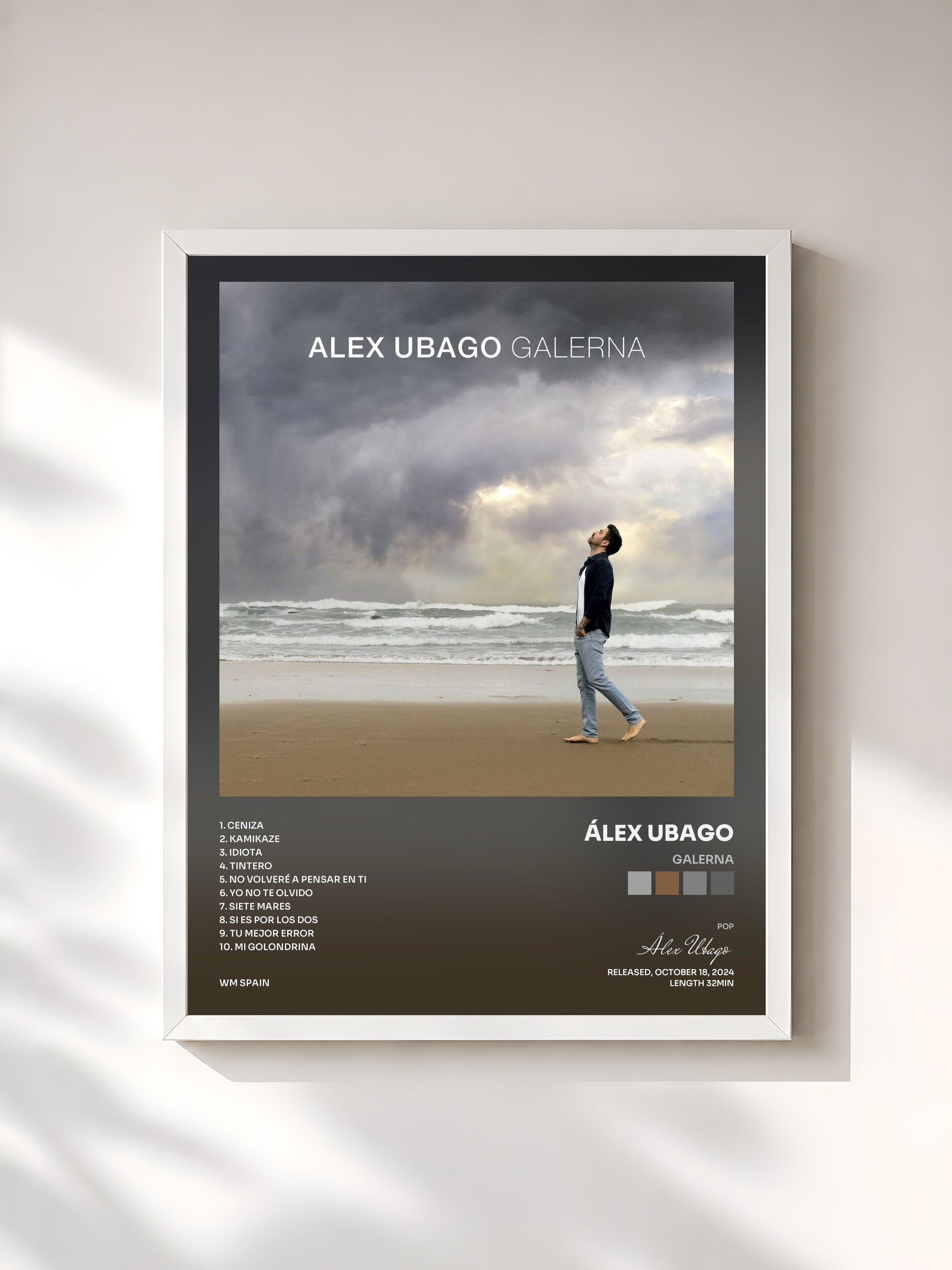 #blanc Tableau de l'album GALERNA de Álex Ubago, cadre blanc, imprimé et encadré en France