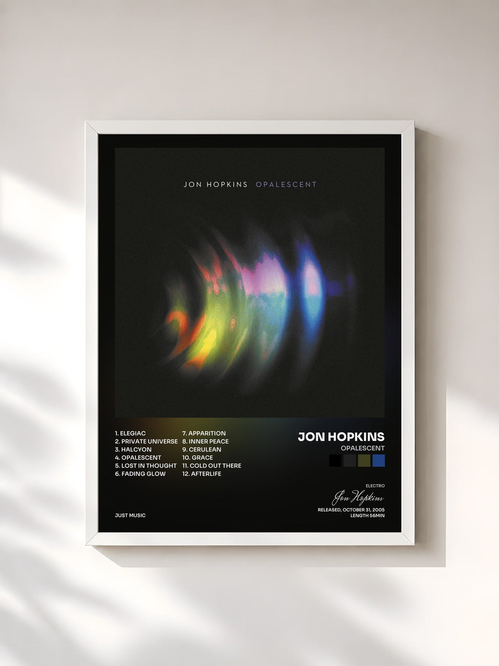 #blanc Opalescent di Jon Hopkins in stampa incorniciata, cornice bianca, stampata e incorniciata in Francia