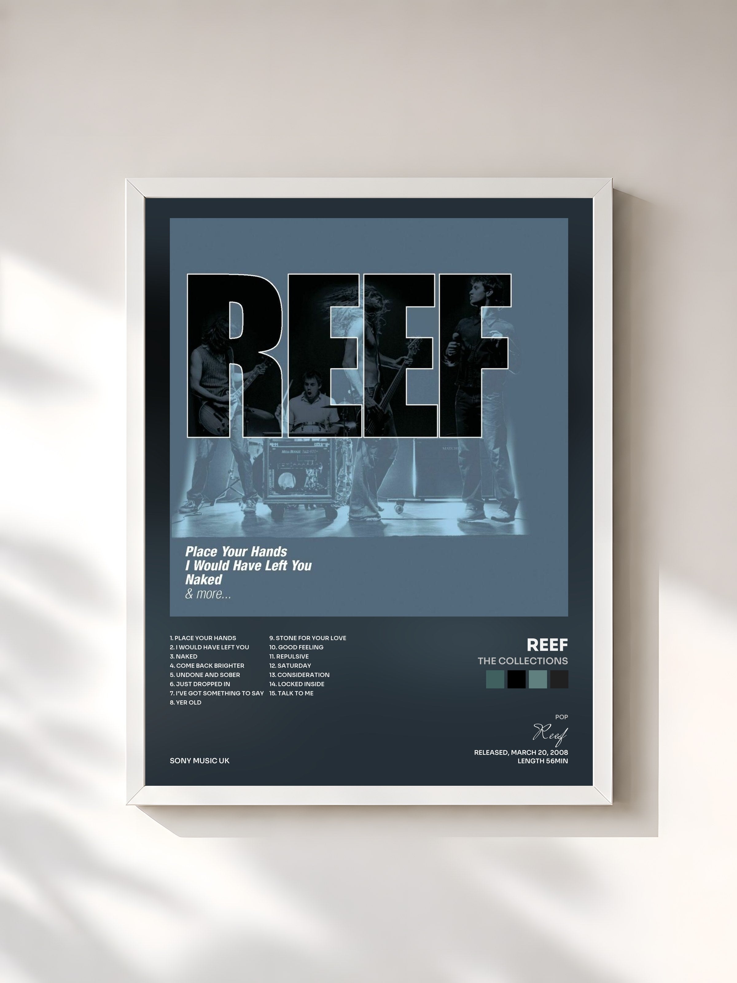 #blanc Tableau de l'album The Collections de Reef, cadre blanc, imprimé et encadré en France