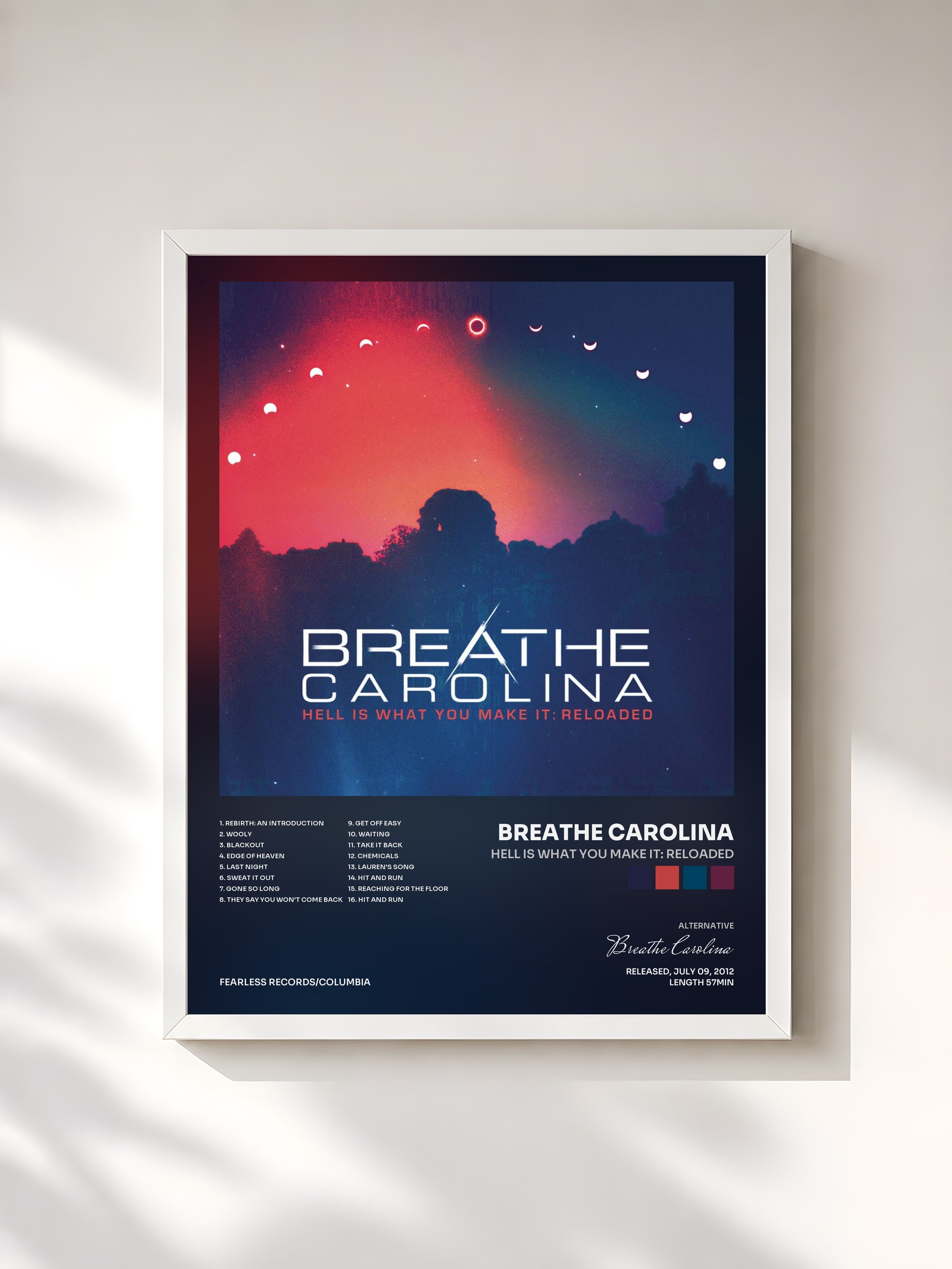 #blanc Tableau de l'album Hell Is What You Make It: Reloaded de Breathe Carolina, cadre blanc, imprimé et encadré en France