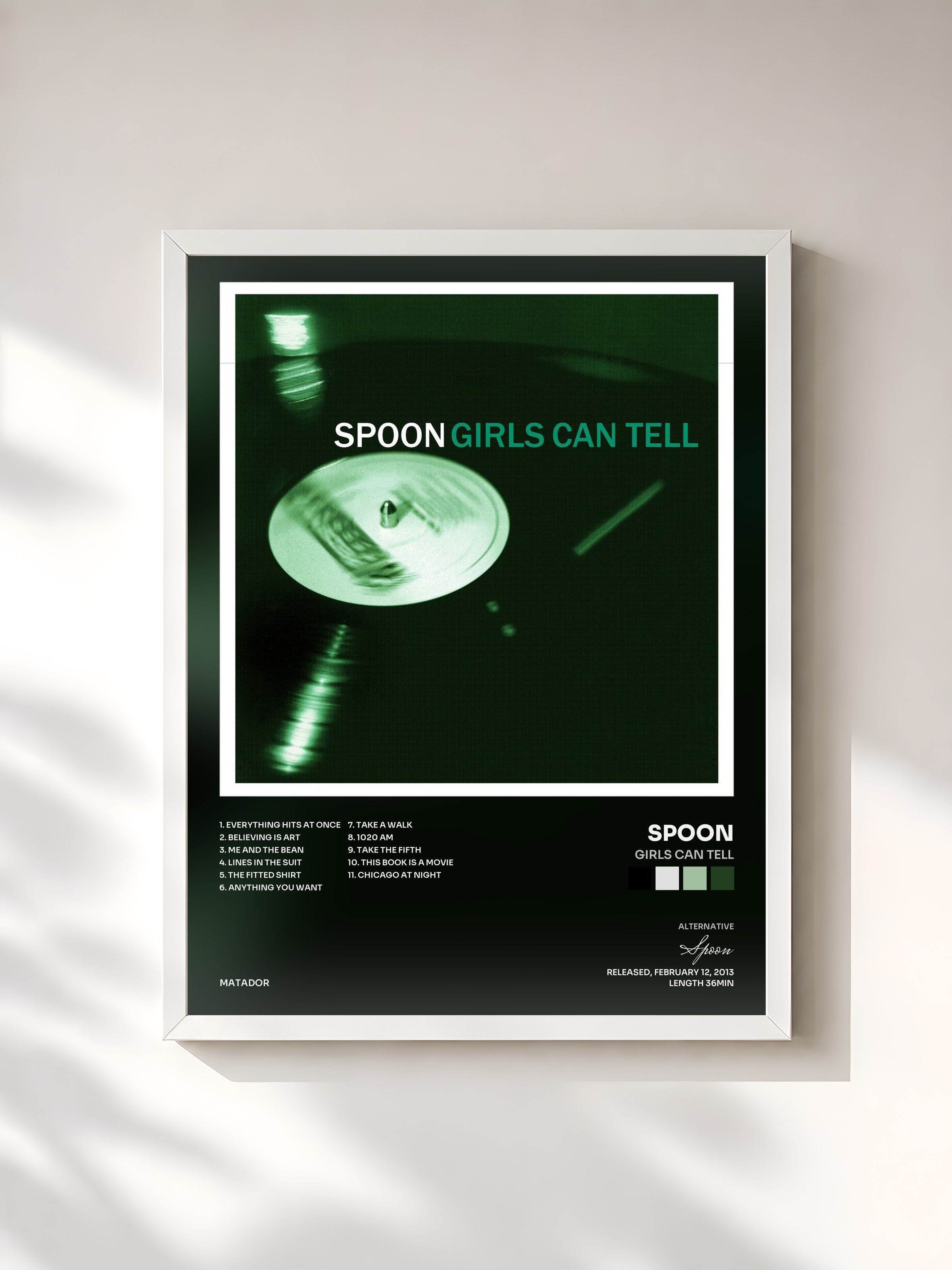 #blanc Tableau de l'album Girls Can Tell de Spoon, cadre blanc, imprimé et encadré en France