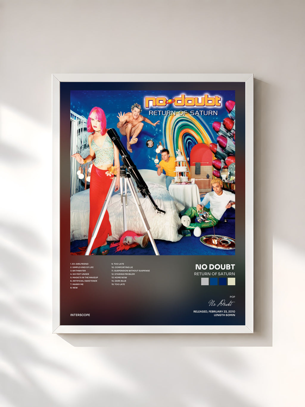 #blanc Tableau de l'album Return Of Saturn de No Doubt, cadre blanc, imprimé et encadré en France