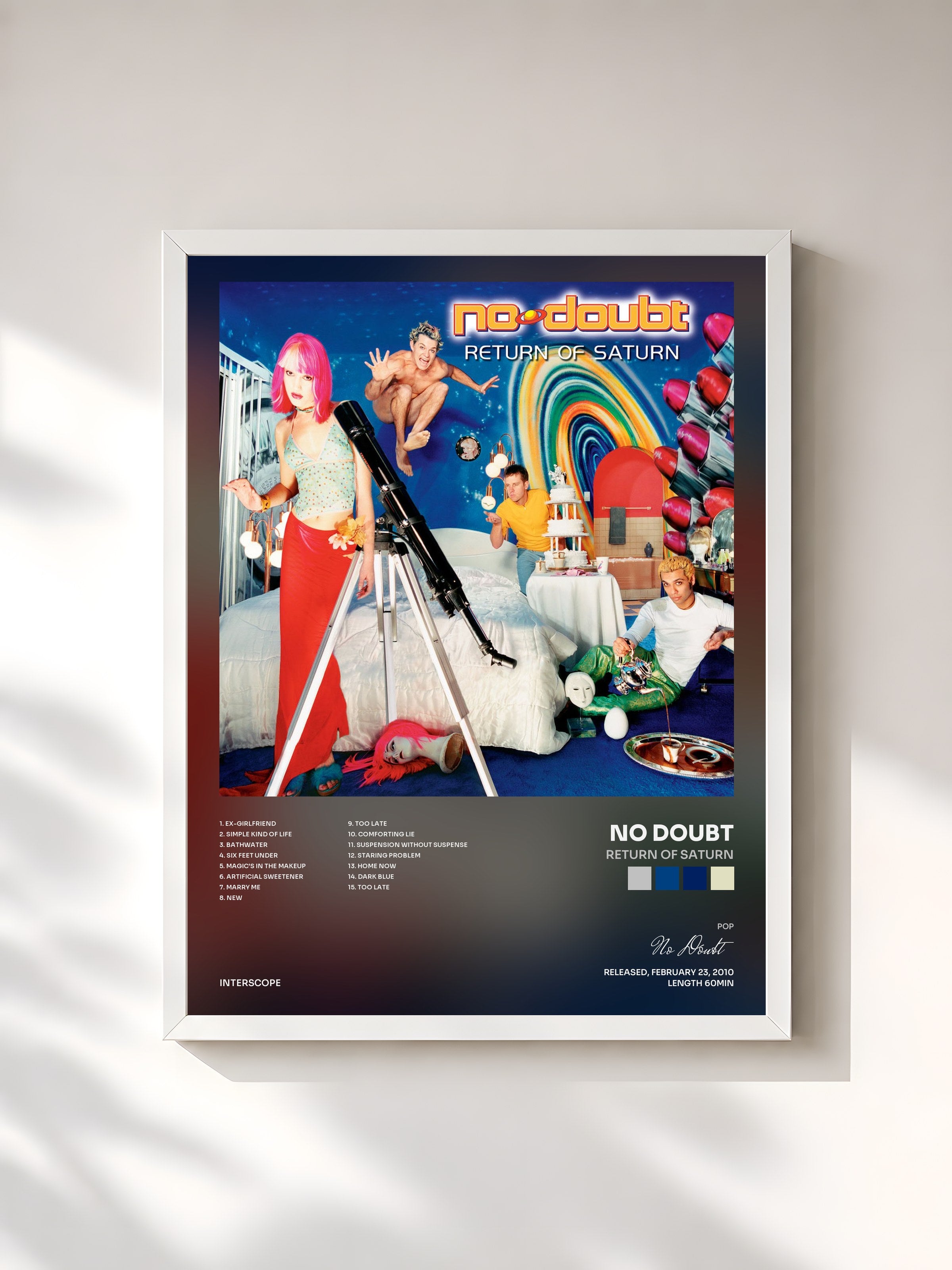 #blanc Tableau de l'album Return Of Saturn de No Doubt, cadre blanc, imprimé et encadré en France