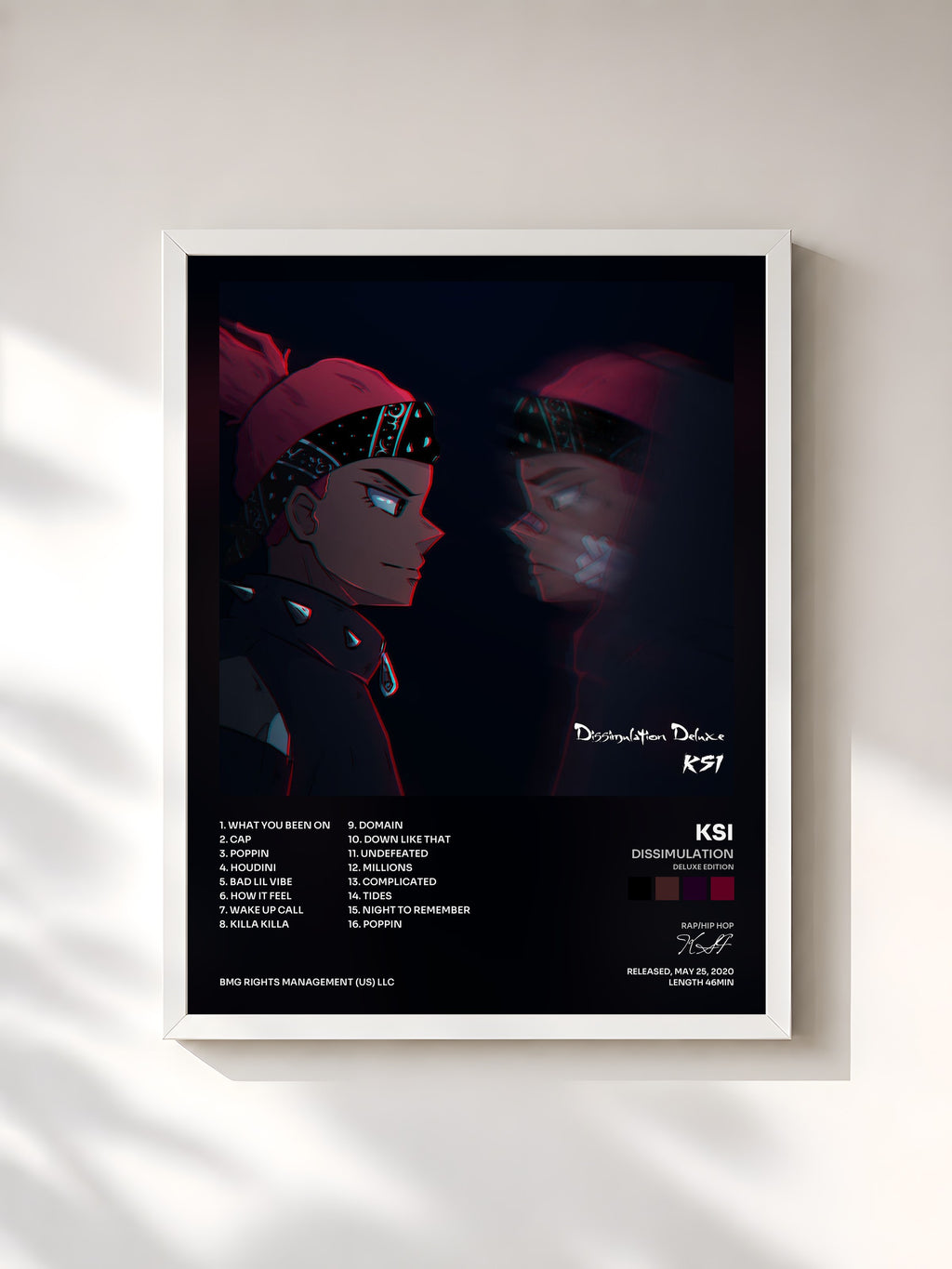 #blanc Dissimulation (Deluxe Edition) by KSI as a framed art print, white frame, printed and framed in France