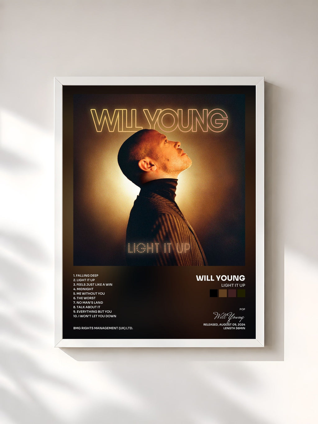 #blanc Light It Up by Will Young as a framed art print, white frame, printed and framed in France