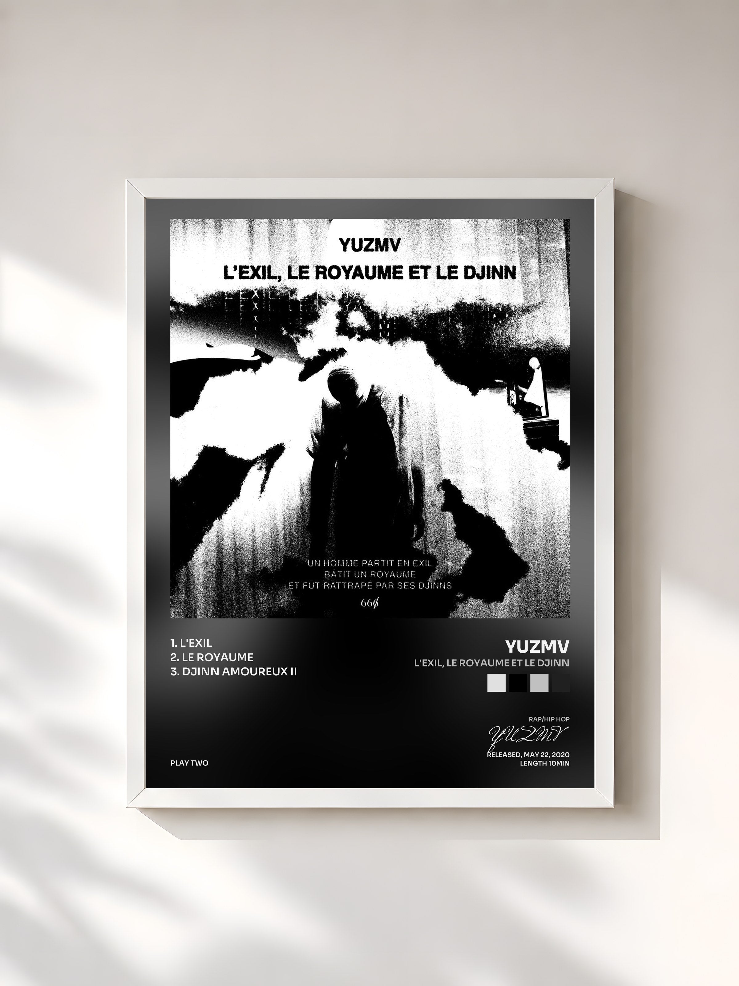 #blanc Tableau de l'album L'exil, le royaume et le djinn de YUZMV, cadre blanc, imprimé et encadré en France