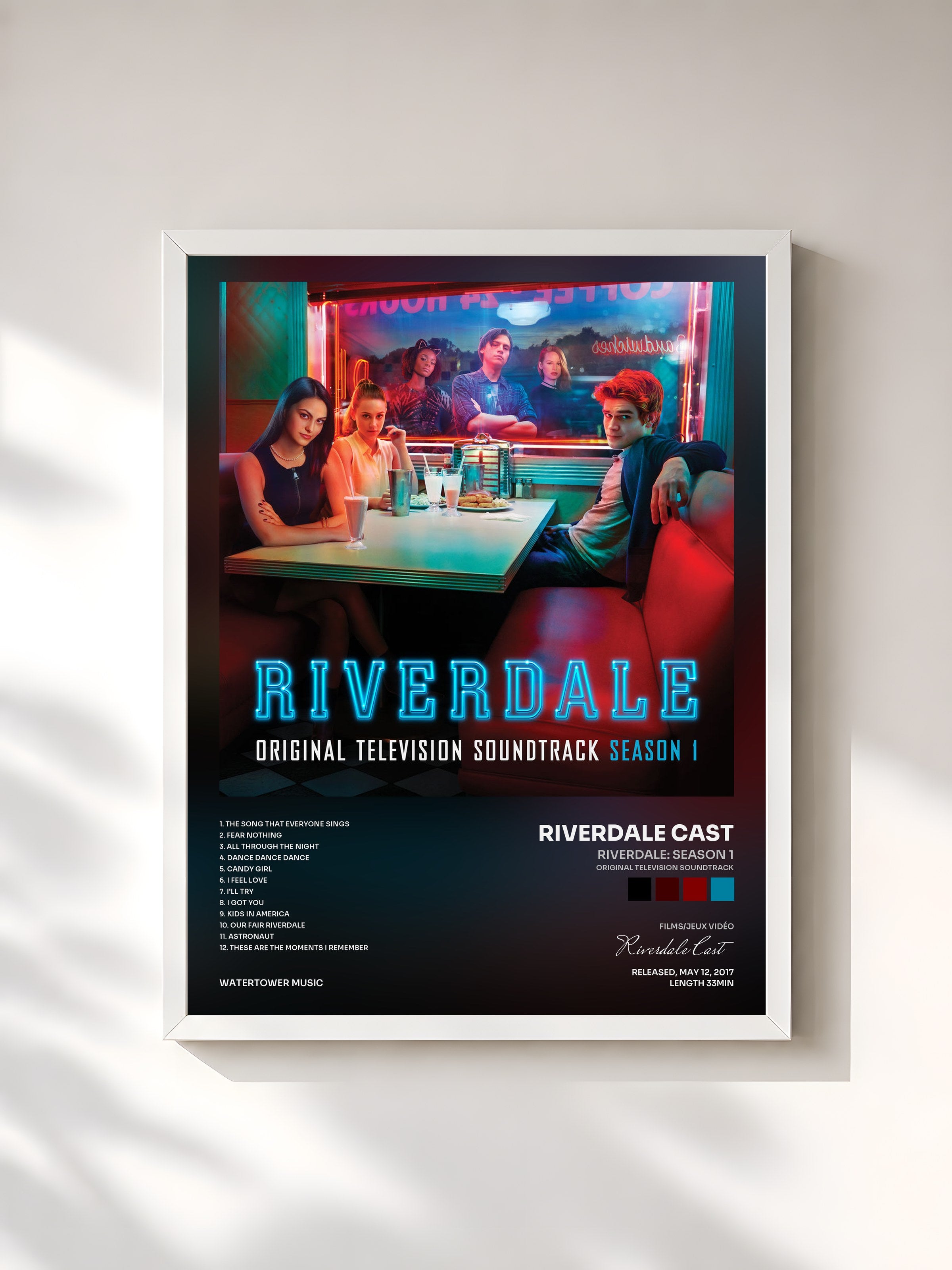 #blanc Tableau de l'album Riverdale: Season 1 (Original Television Soundtrack) de Riverdale Cast, cadre blanc, imprimé et encadré en France