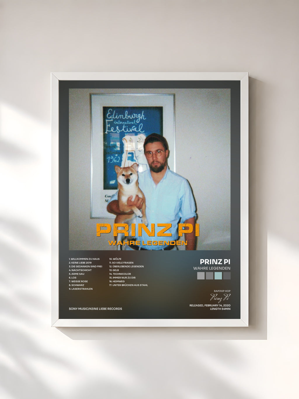 #blanc Tableau de l'album Wahre Legenden de Prinz Pi, cadre blanc, imprimé et encadré en France