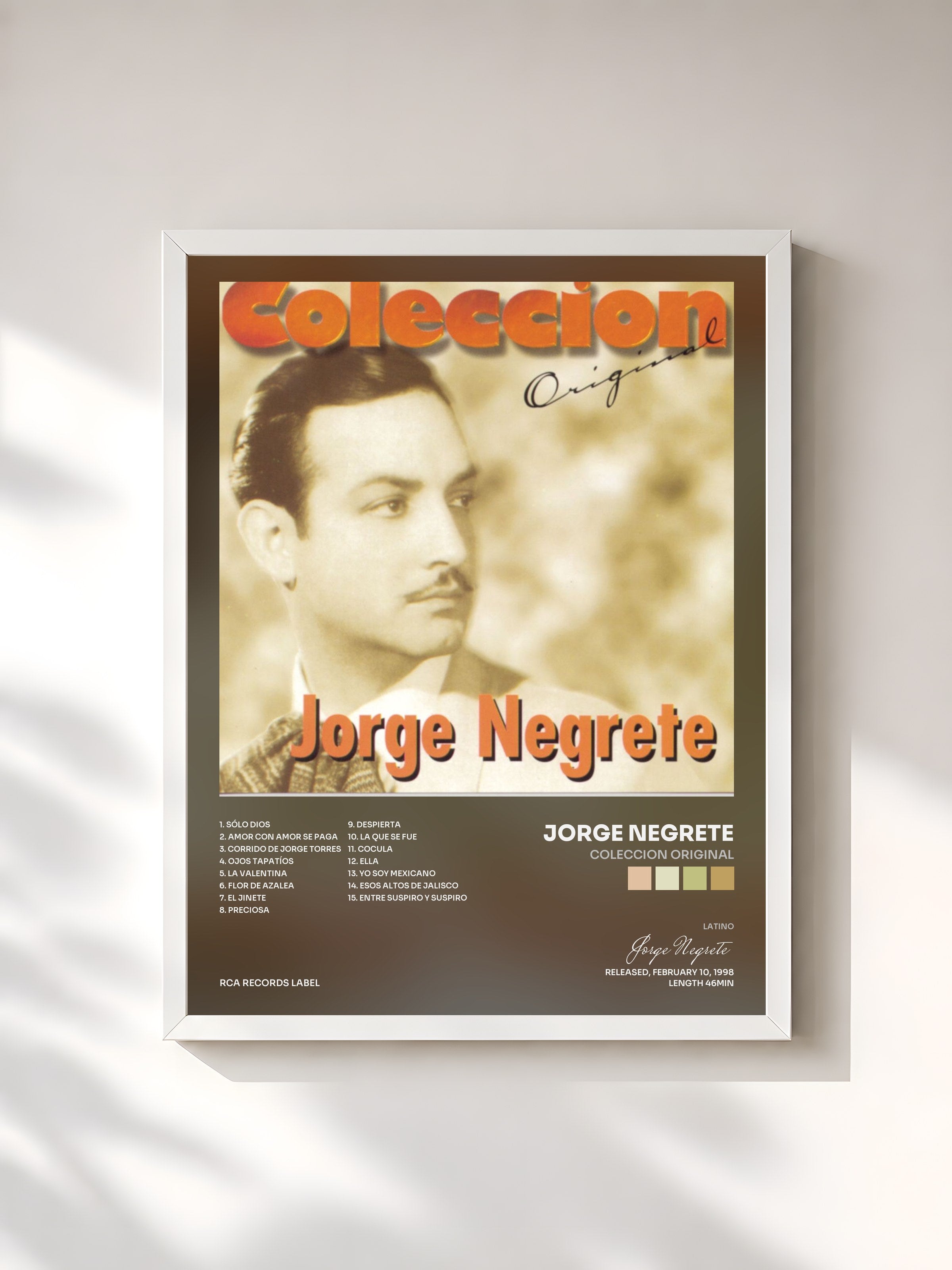 #blanc Tableau de l'album Coleccion Original de Jorge Negrete, cadre blanc, imprimé et encadré en France