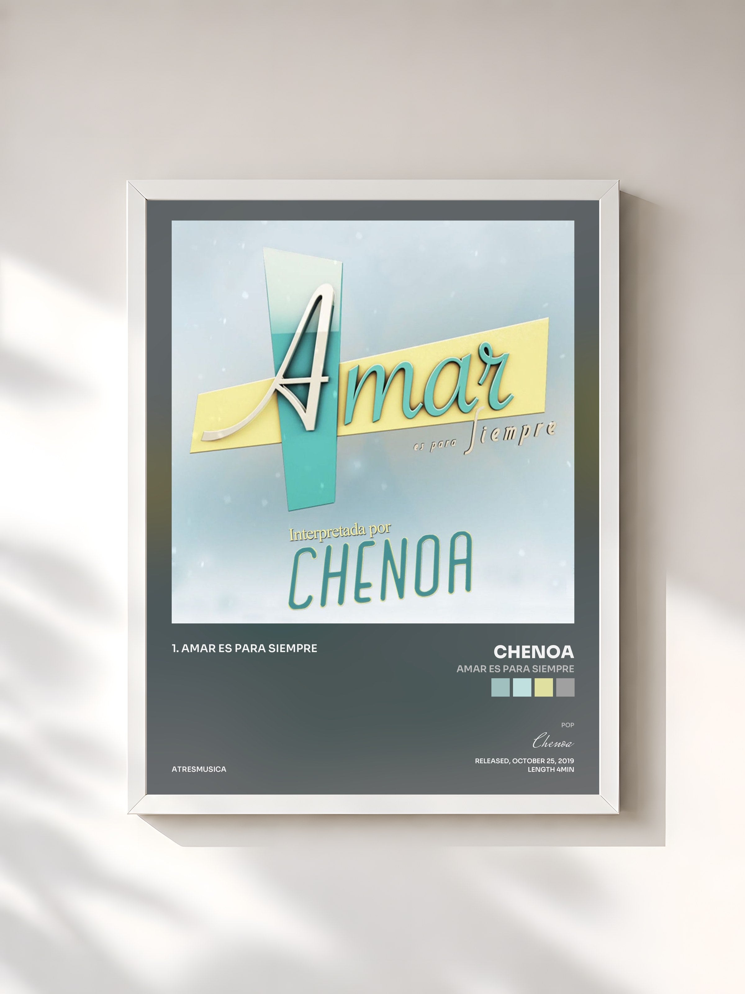 #blanc Tableau de l'album Amar Es para Siempre de Chenoa, cadre blanc, imprimé et encadré en France