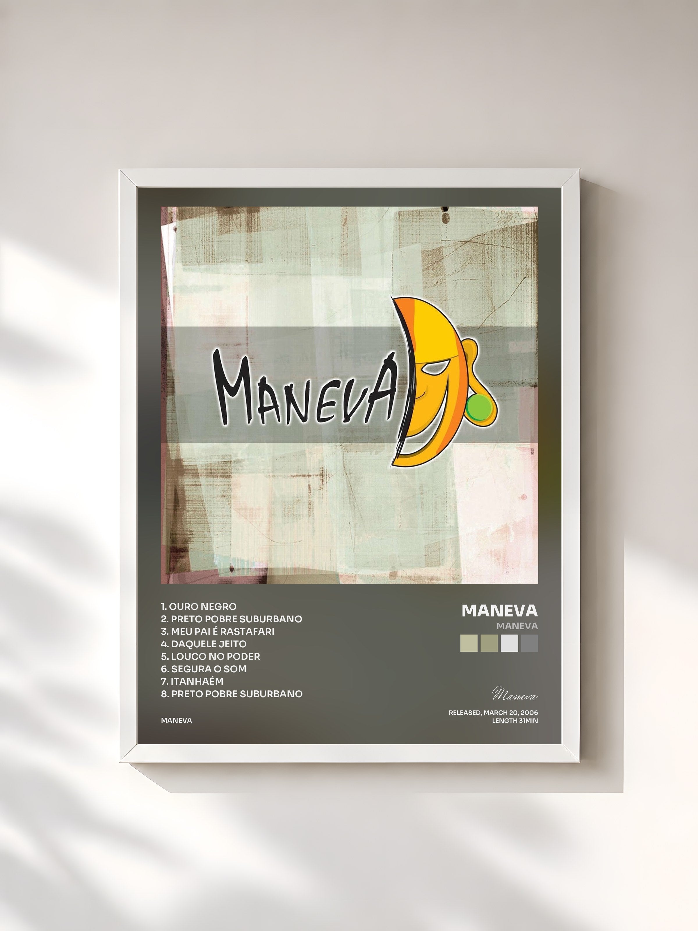 #blanc Tableau de l'album Maneva de Maneva, cadre blanc, imprimé et encadré en France